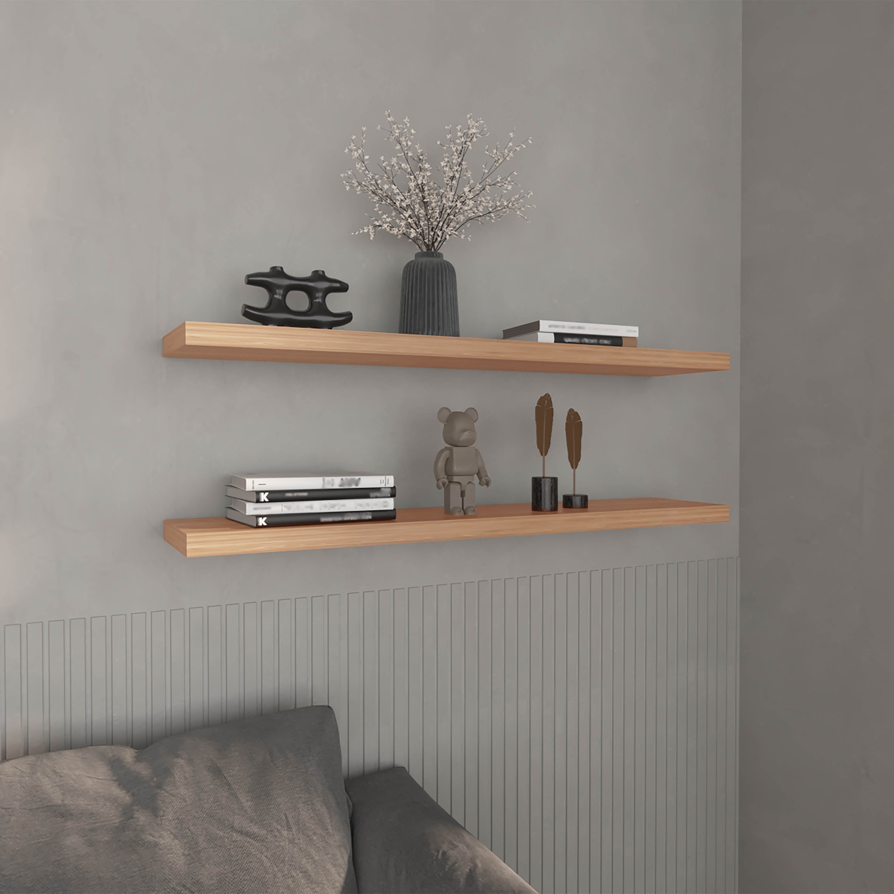 Pantego Floating Shelves with 1 Shelf, Pine - Luciddepo