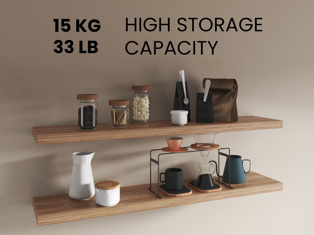 Pantego Floating Shelves with 1 Shelf, Pine - Luciddepo