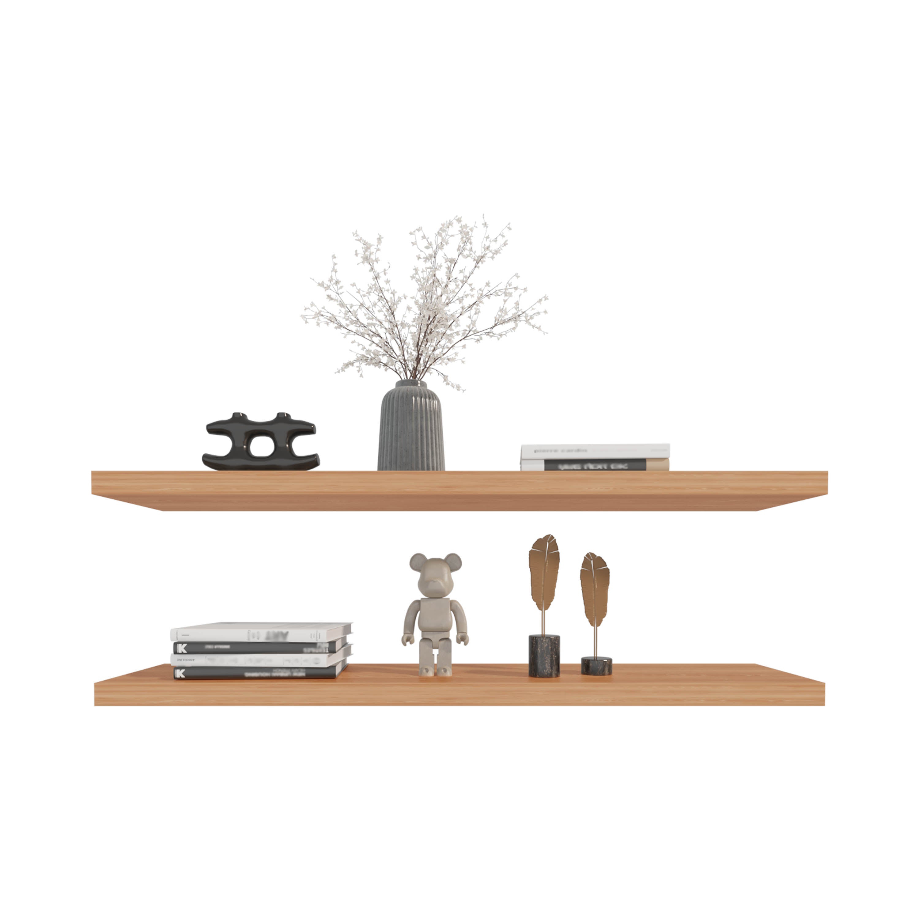 Pantego Floating Shelves with 1 Shelf, Pine - Luciddepo