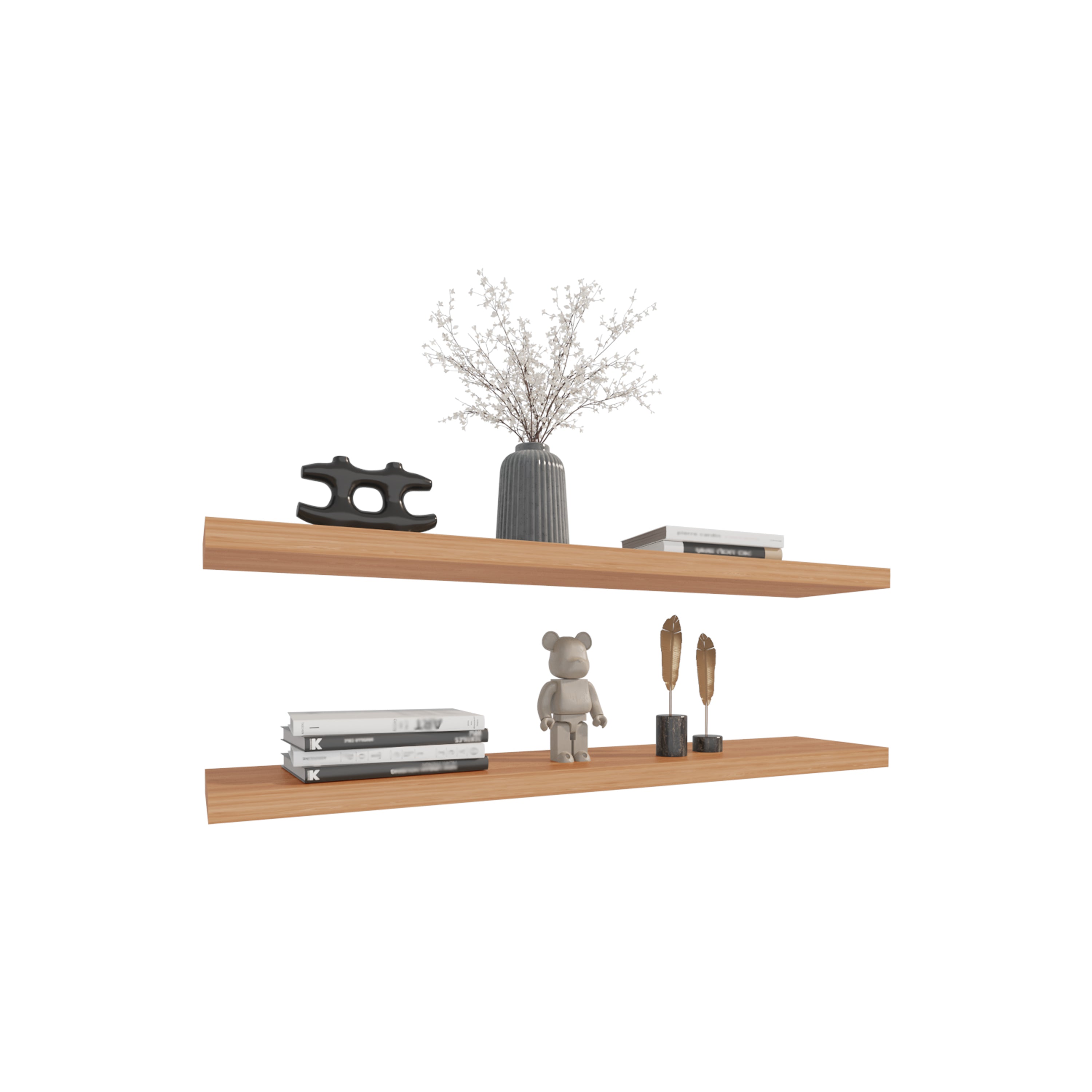 Pantego Floating Shelves with 1 Shelf, Pine - Luciddepo