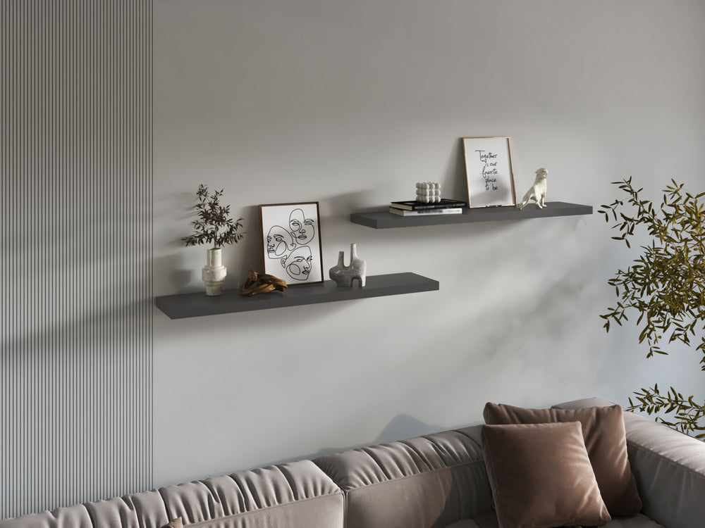Pantego Floating Shelves with 1 Shelf, Matt Gray - Luciddepo
