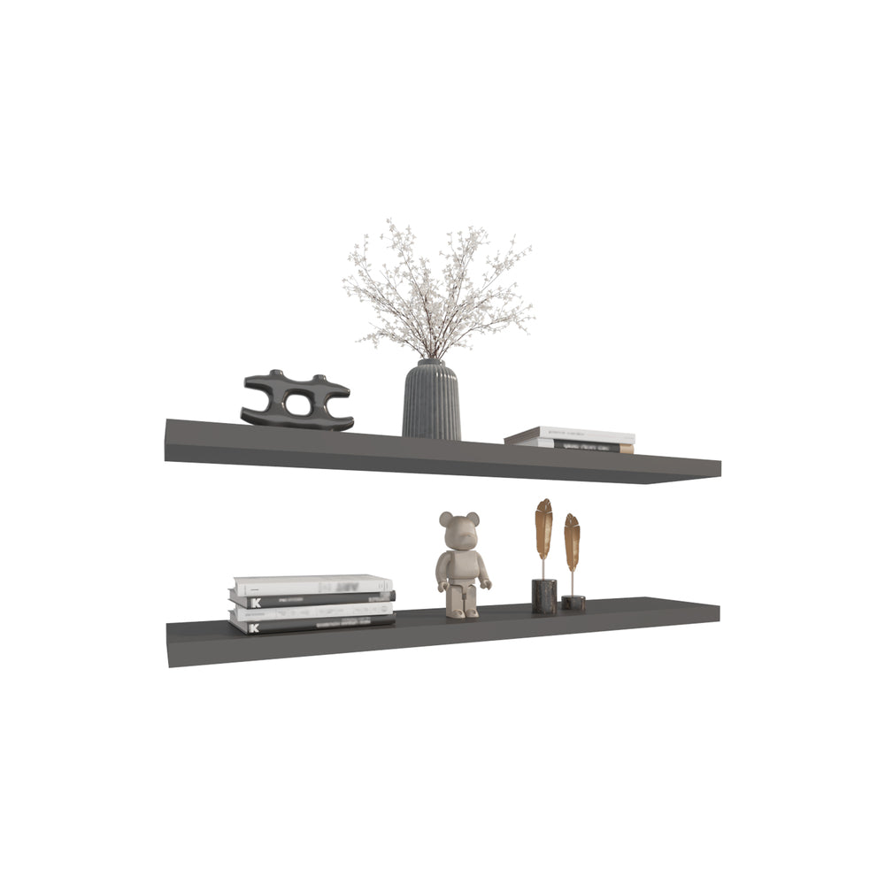 Pantego Floating Shelves with 1 Shelf, Matt Gray - Luciddepo