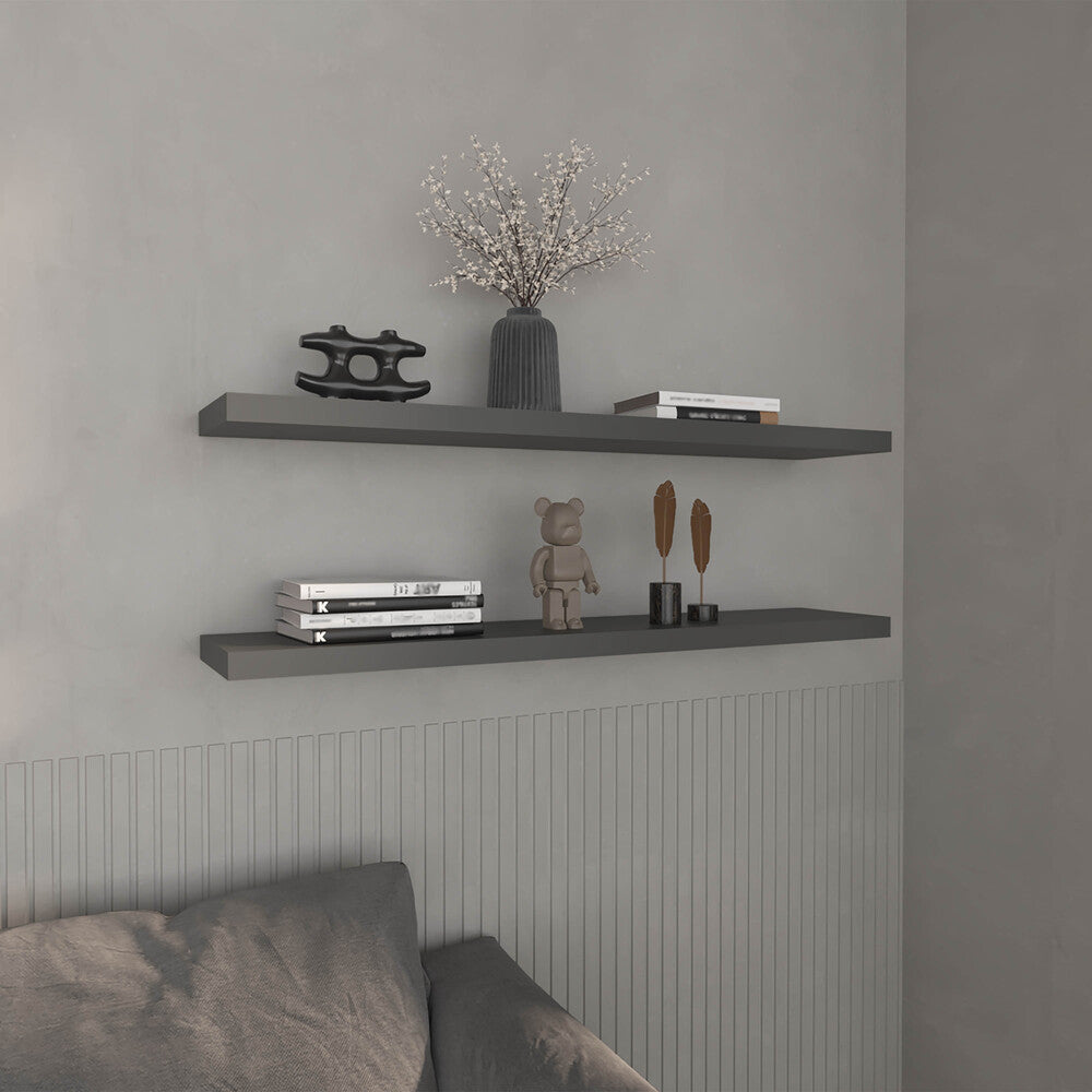 Pantego Floating Shelves with 1 Shelf, Matt Gray - Luciddepo