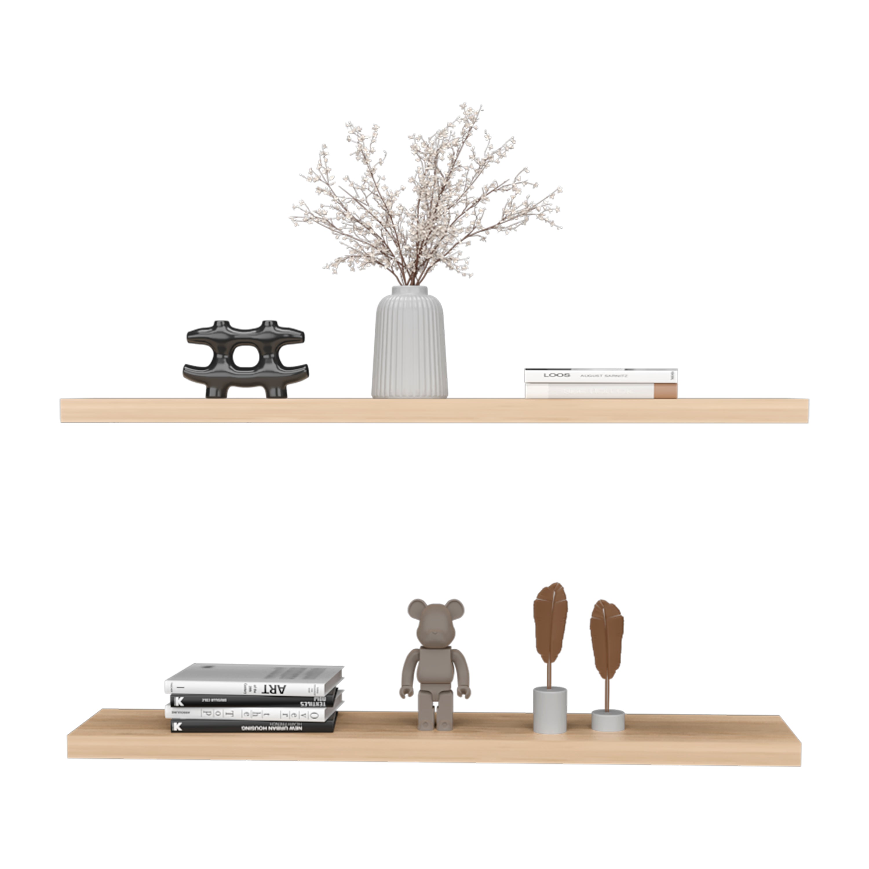 Pantego Floating Shelves with 1 Shelf, Light Pine - Luciddepo