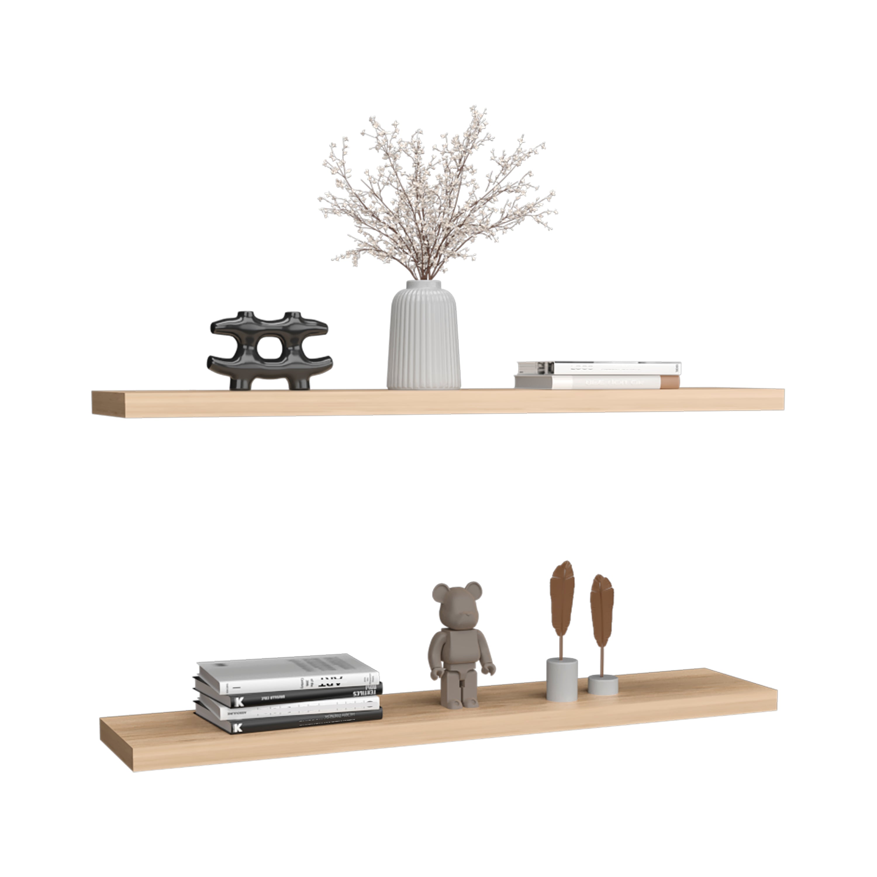 Pantego Floating Shelves with 1 Shelf, Light Pine - Luciddepo