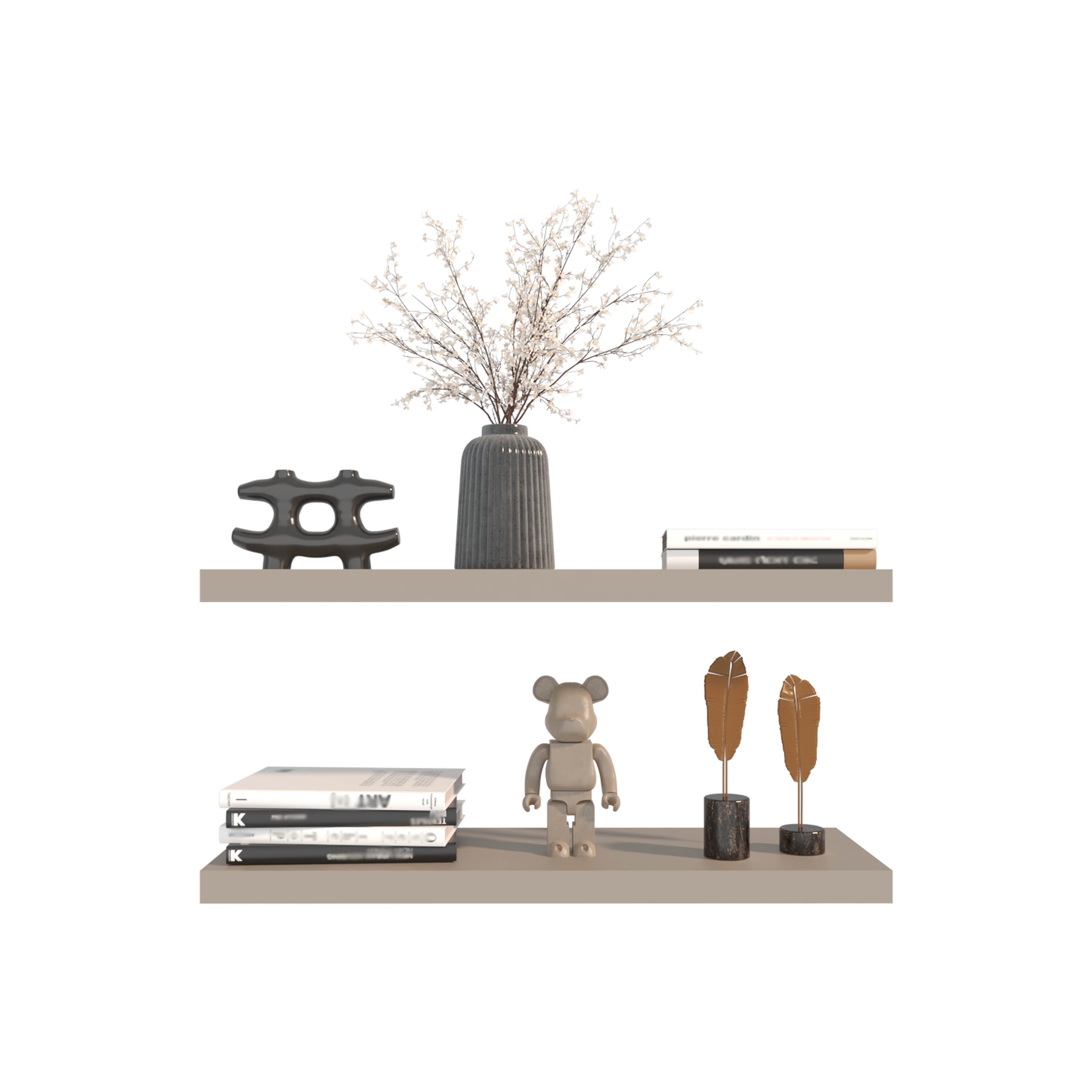 Belville Floating Shelves, 2 Shelves, 1.50" H, Taupe - Luciddepo