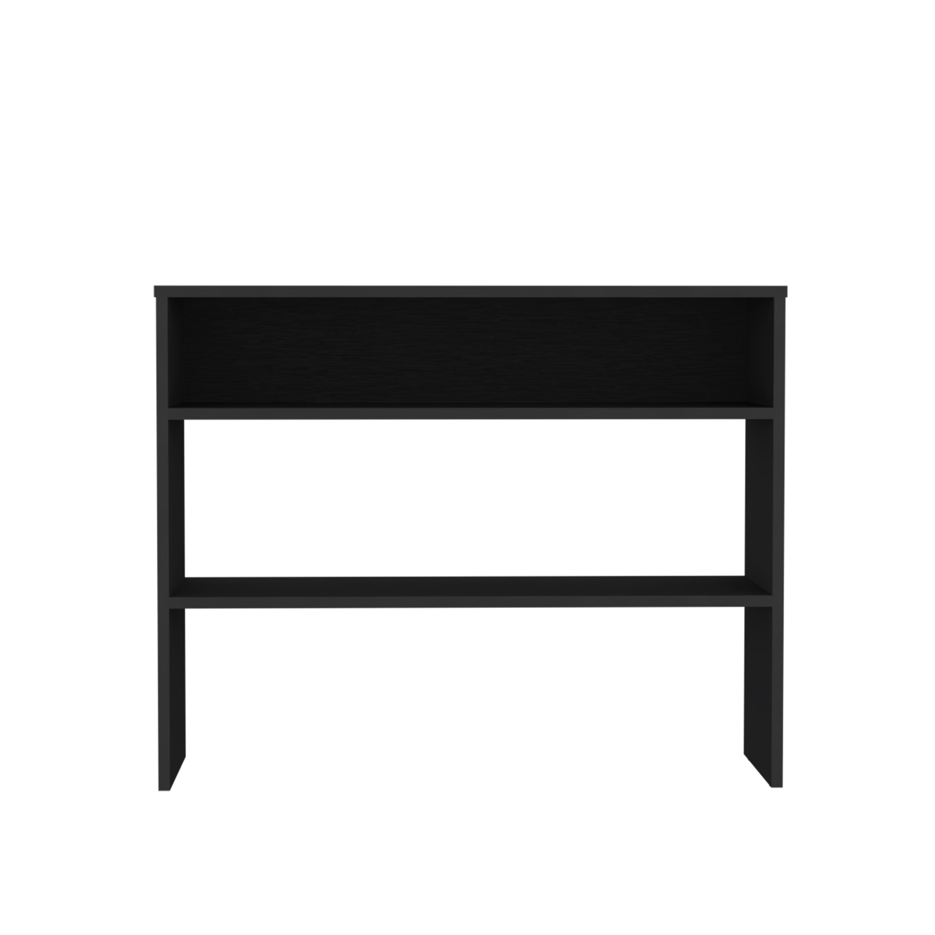 Saxman Library Desk with 2 Shelves and 2 Legs, Black - Luciddepo