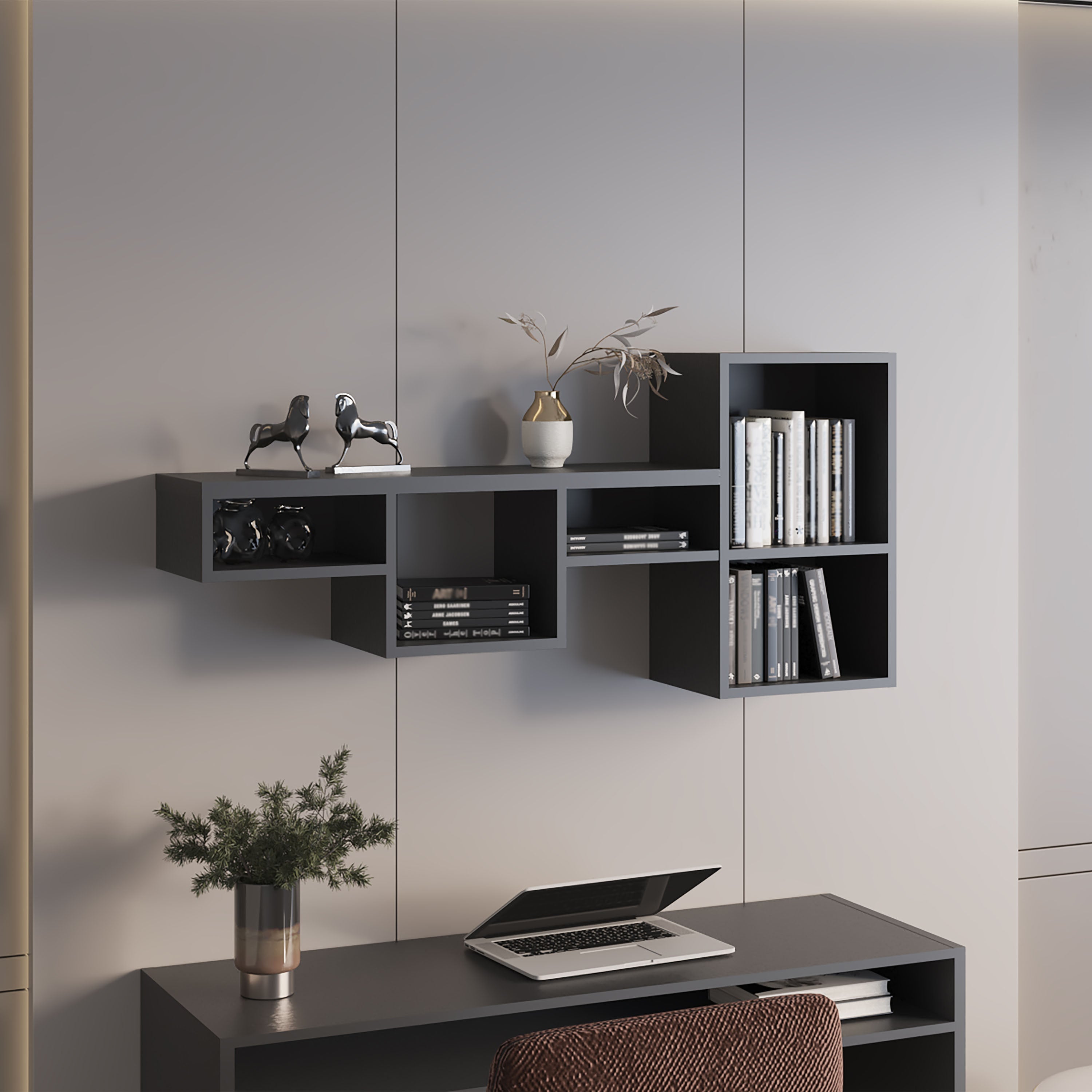 Norman Shelf, 7 Shelves, Black - Luciddepo
