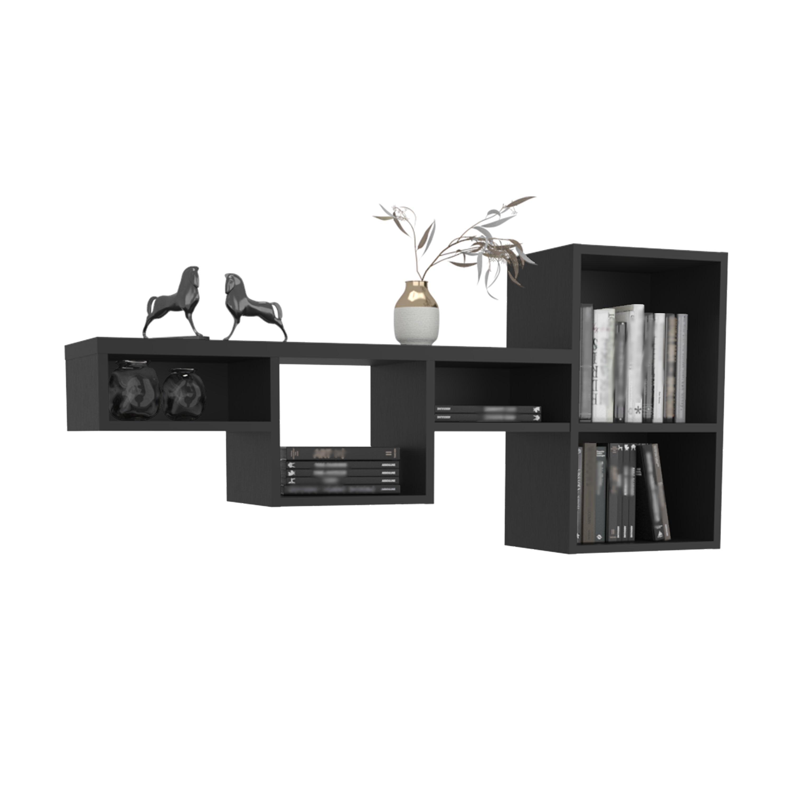 Norman Shelf, 7 Shelves, Black - Luciddepo