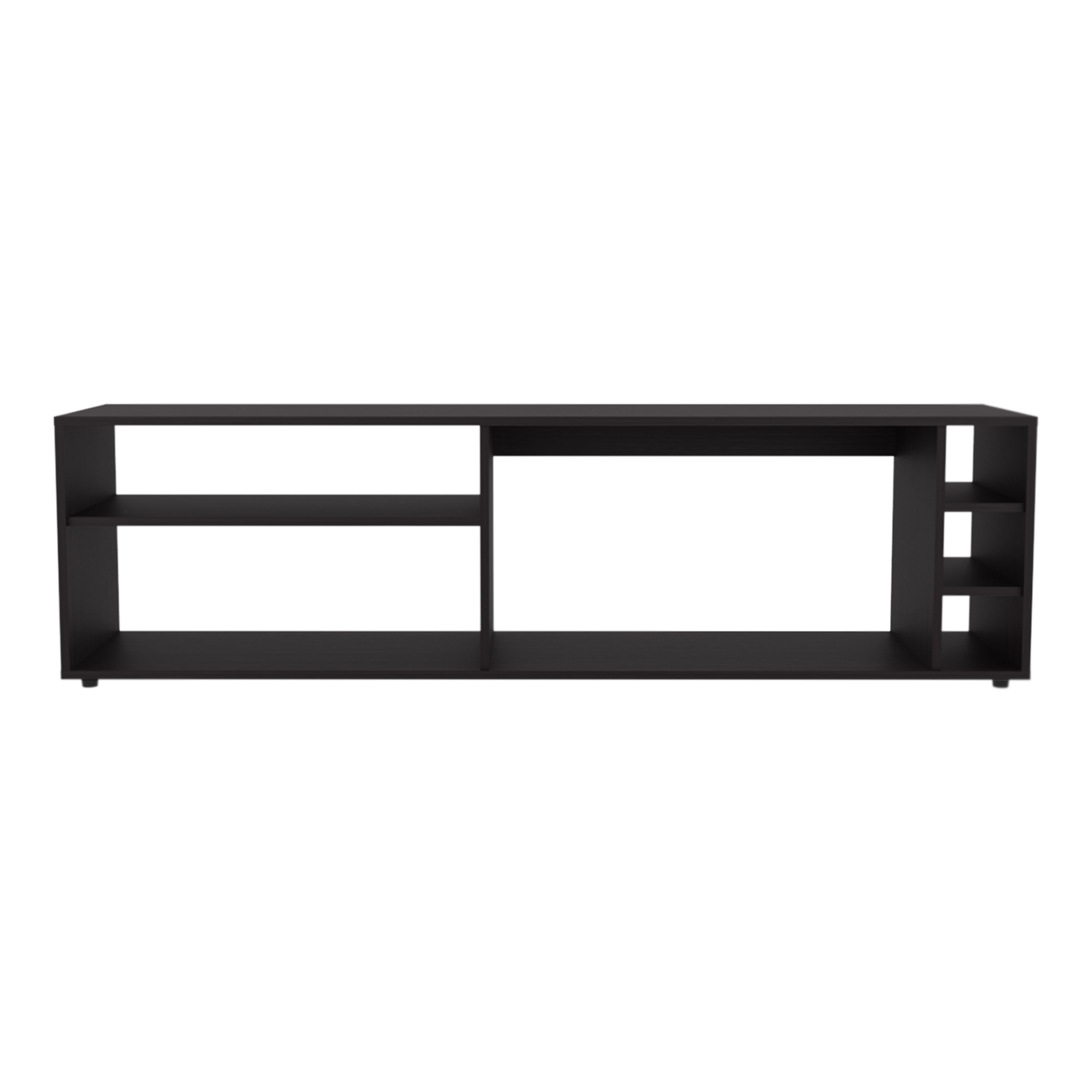 Weir Tv Stand, 6 Shelves, 60" TV Capacity, Black Wengue - Luciddepo