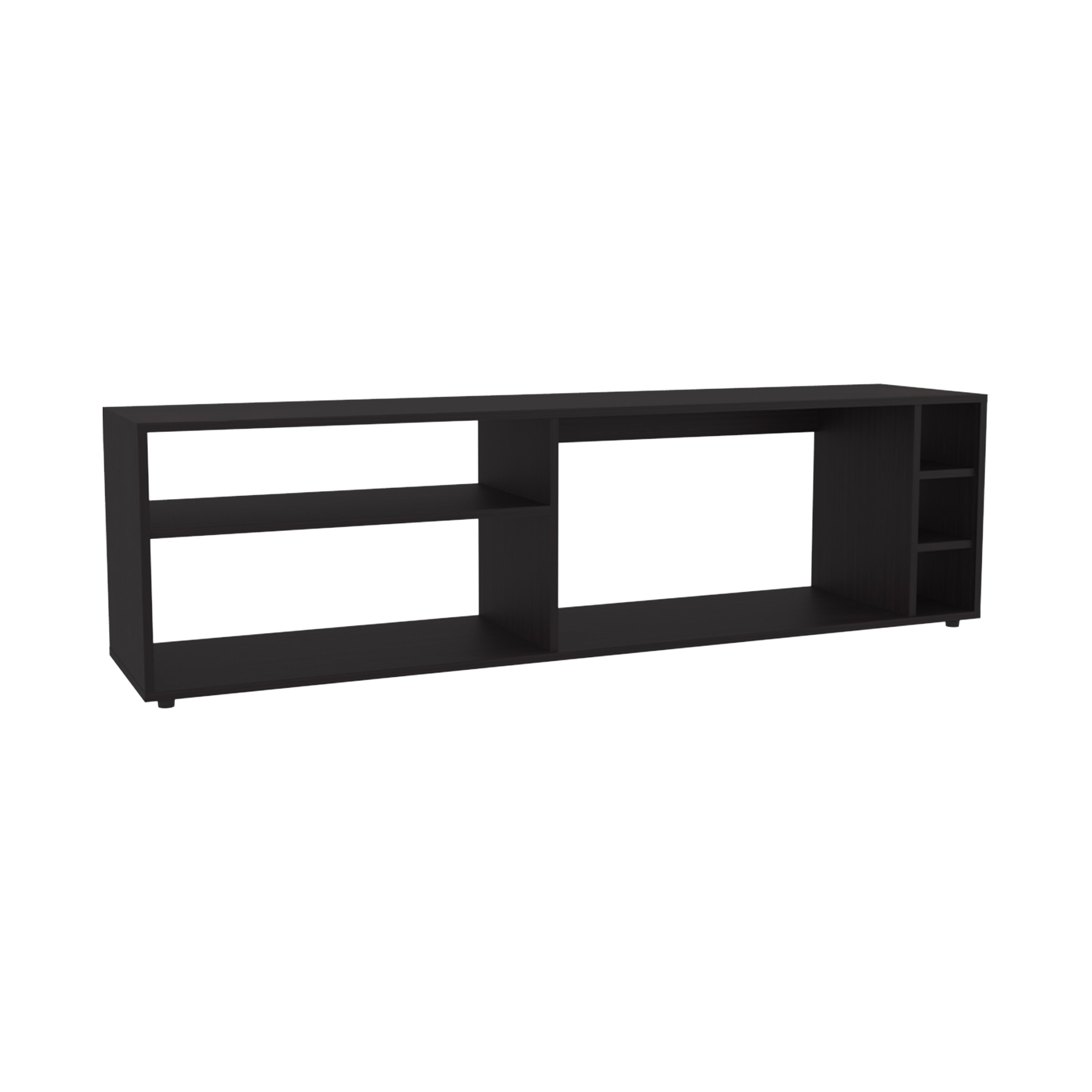 Weir Tv Stand, 6 Shelves, 60" TV Capacity, Black Wengue - Luciddepo