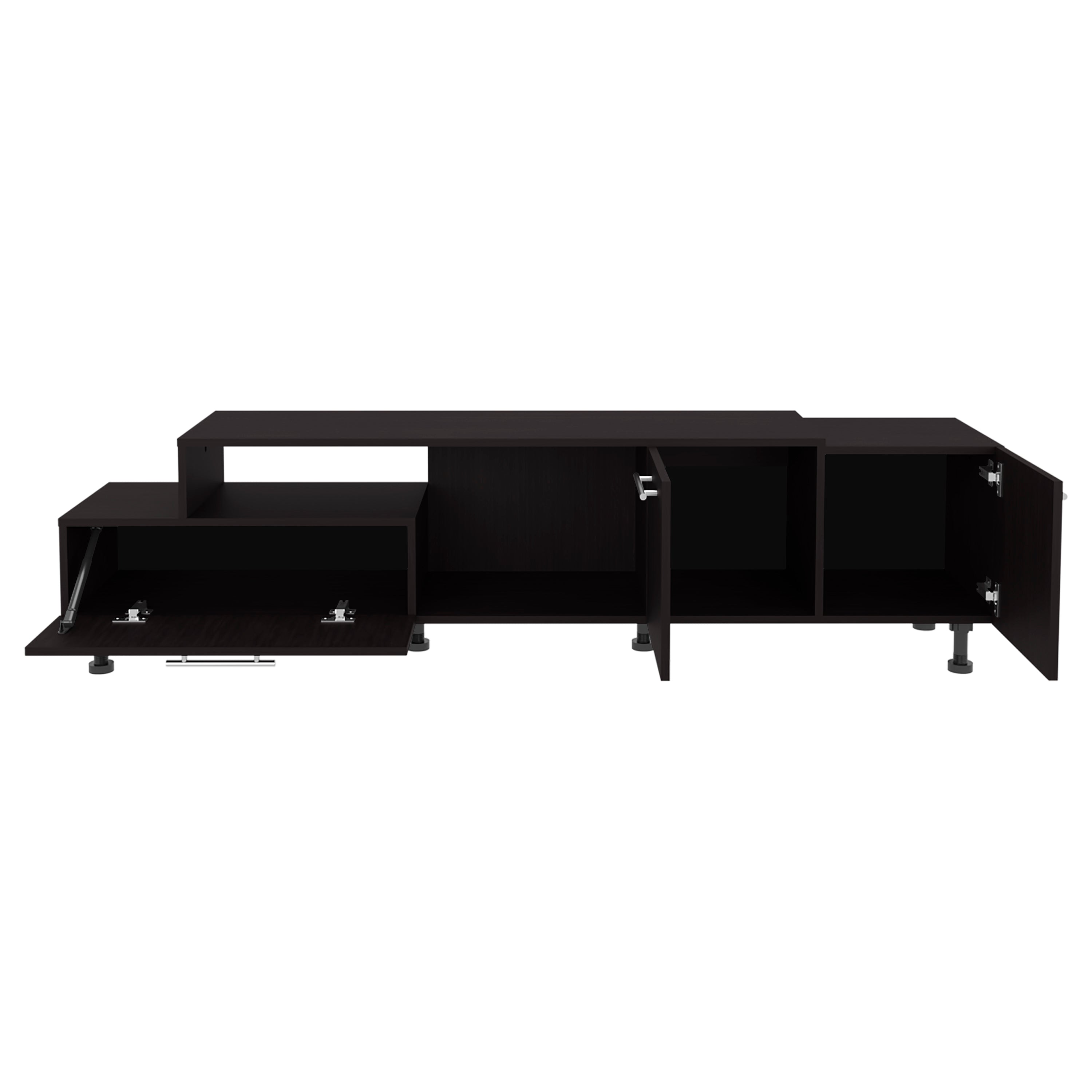 Olmitz Tv Stand, 3 Doors, 1 Shelf, 50" TV Capacity, Black Wengue - Luciddepo