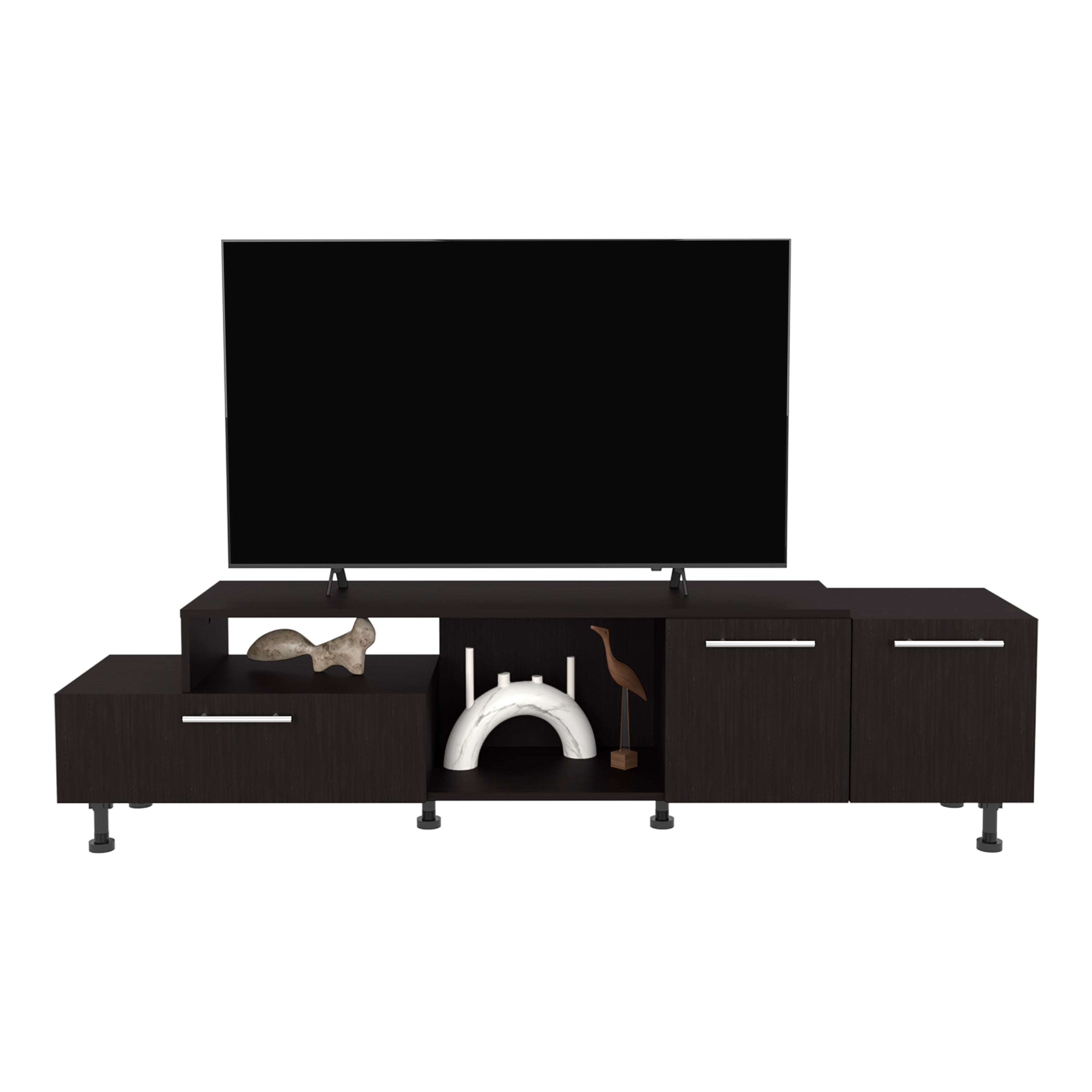 Olmitz Tv Stand, 3 Doors, 1 Shelf, 50" TV Capacity, Black Wengue - Luciddepo