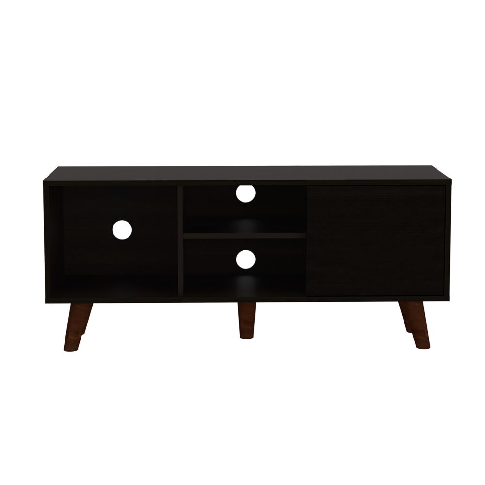 Ontario Tv Stand for TV´s up 52", Three Shelves, Single Door Cabinet, Black - Luciddepo