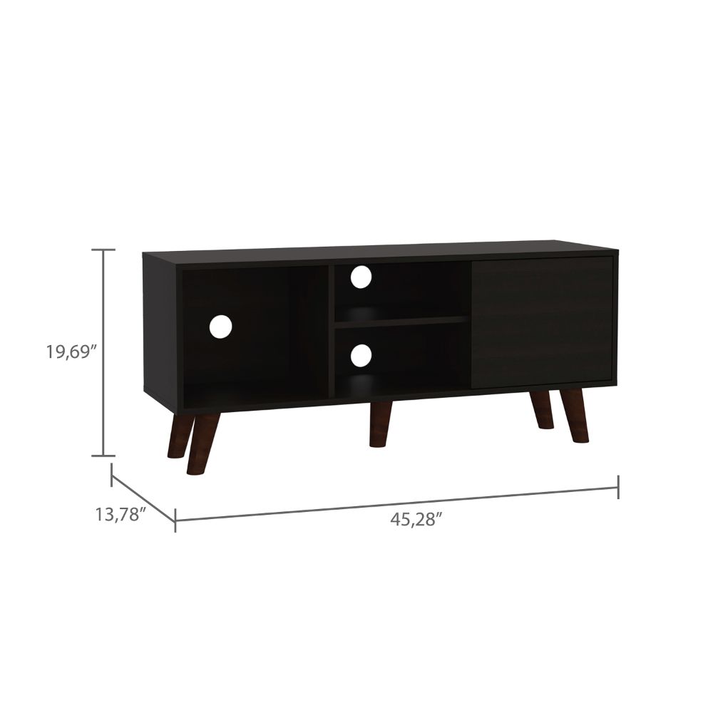 Ontario Tv Stand for TV´s up 52", Three Shelves, Single Door Cabinet, Black - Luciddepo