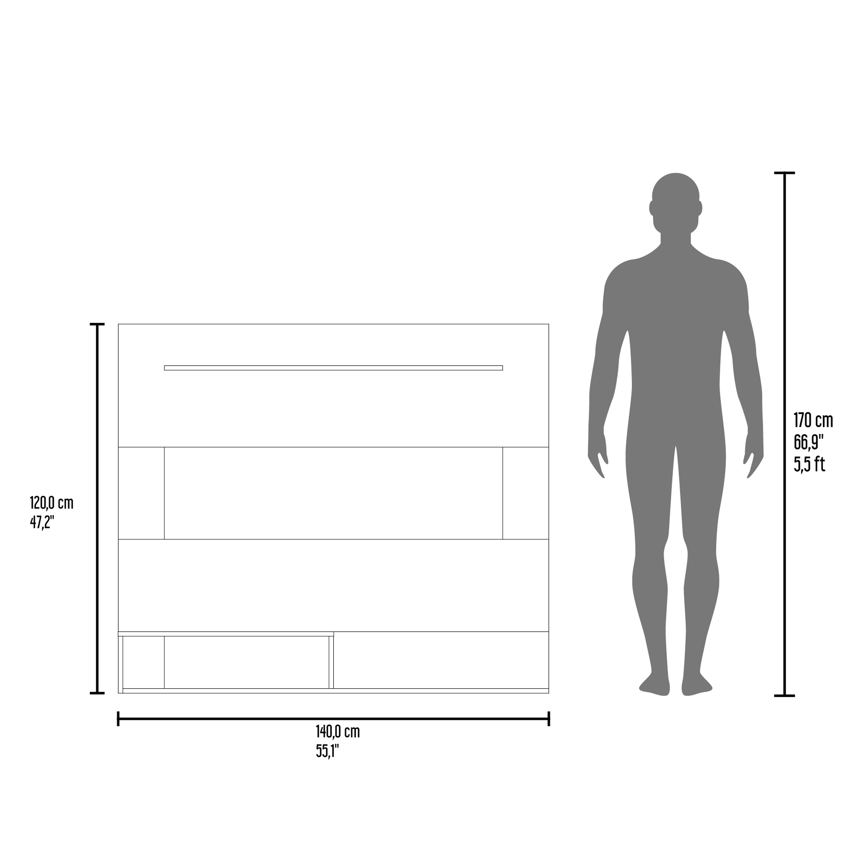 Baden Floating Entertainment Center for TV´s up 55", Space For TV, One Superior Shelf, Two Shelves, White - Luciddepo