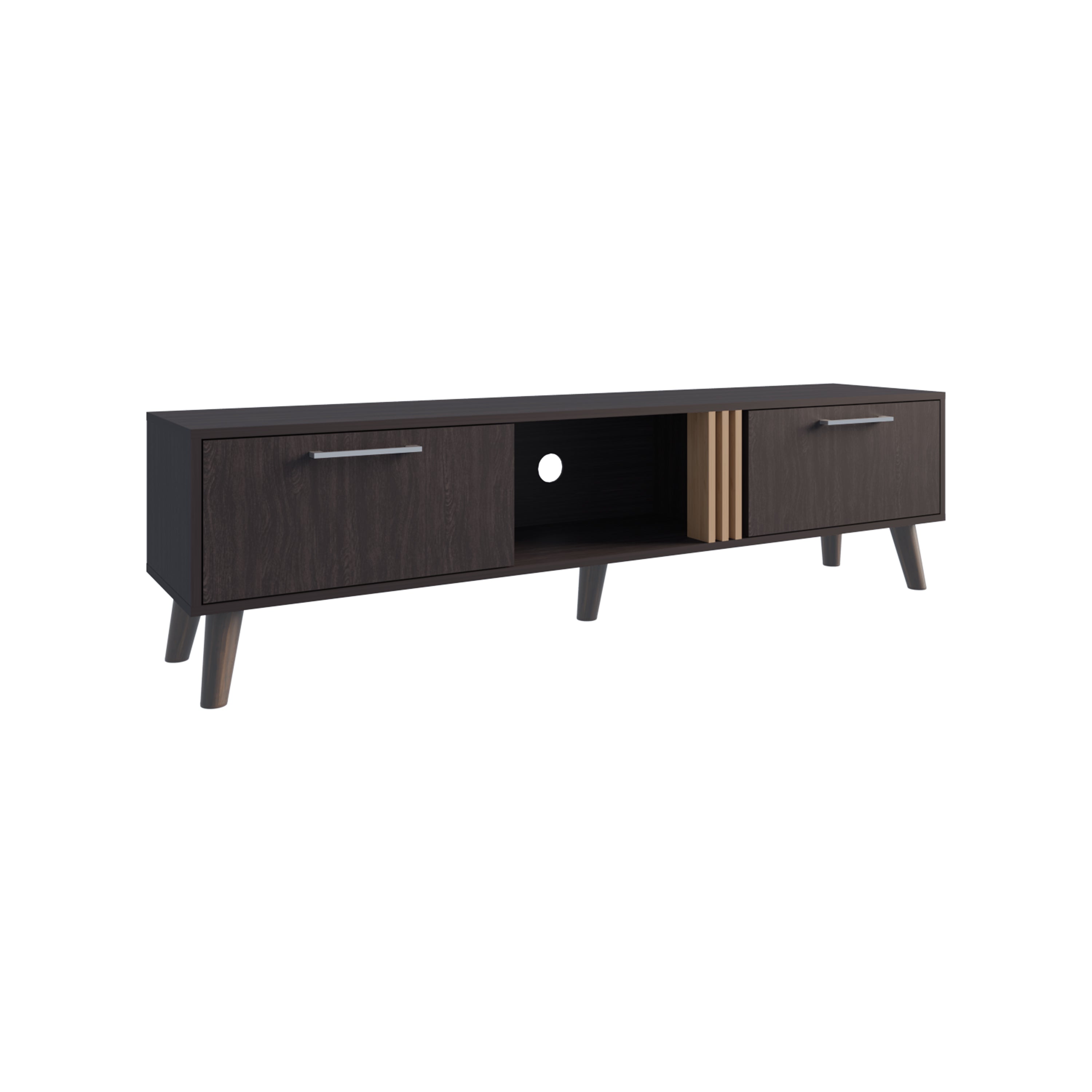 Lankin TV Stand, 2 Doors, 1 Shelf, Black / Natural Oak - Luciddepo