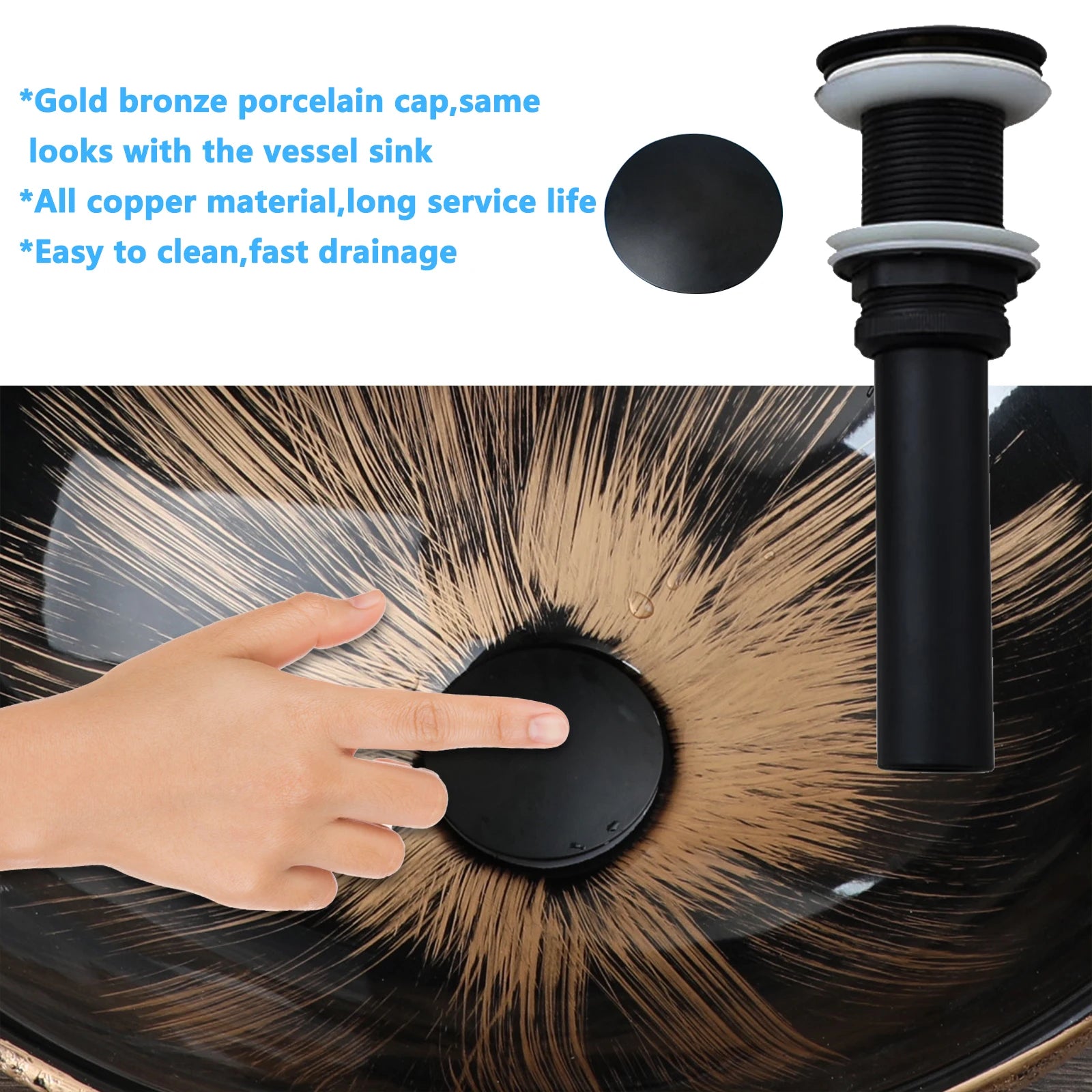 Bathroom, Sink, Vanity Sinks Tops, Vessel Sink, Ceramic Sink Bowl, Waterfall Faucet, Modern, Above Counter, 16 Inch, Black, Marble, White, Gold, Sand