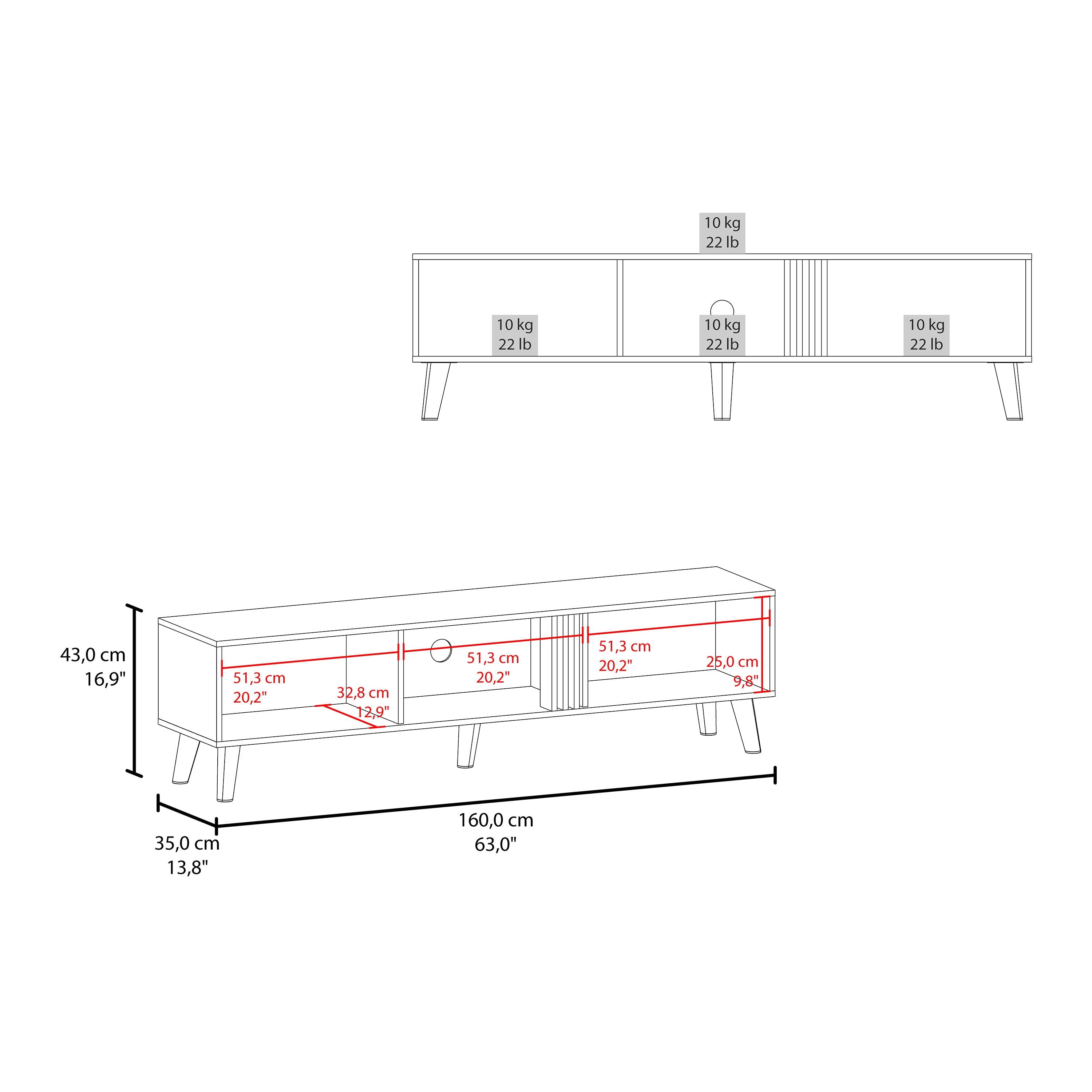Lankin TV Stand, 2 Doors, 1 Shelf, Black / Natural Oak - Luciddepo