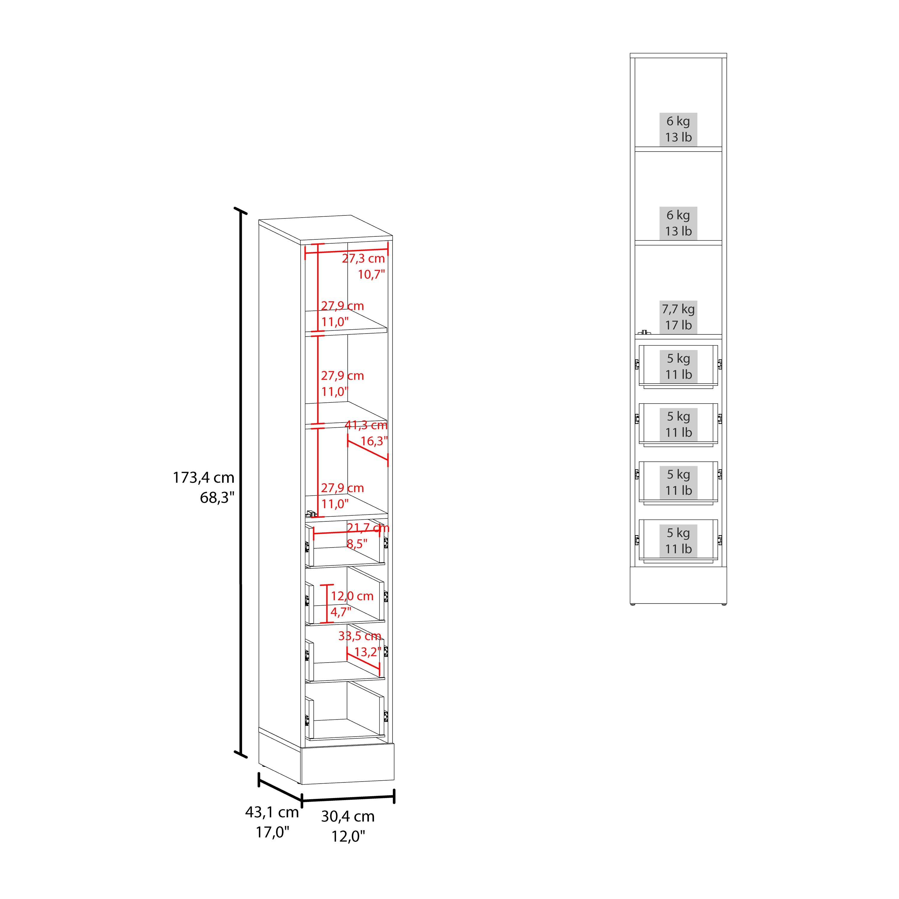 Magna Linen Cabinet, Three Shelves, Four Drawers, Black - Luciddepo