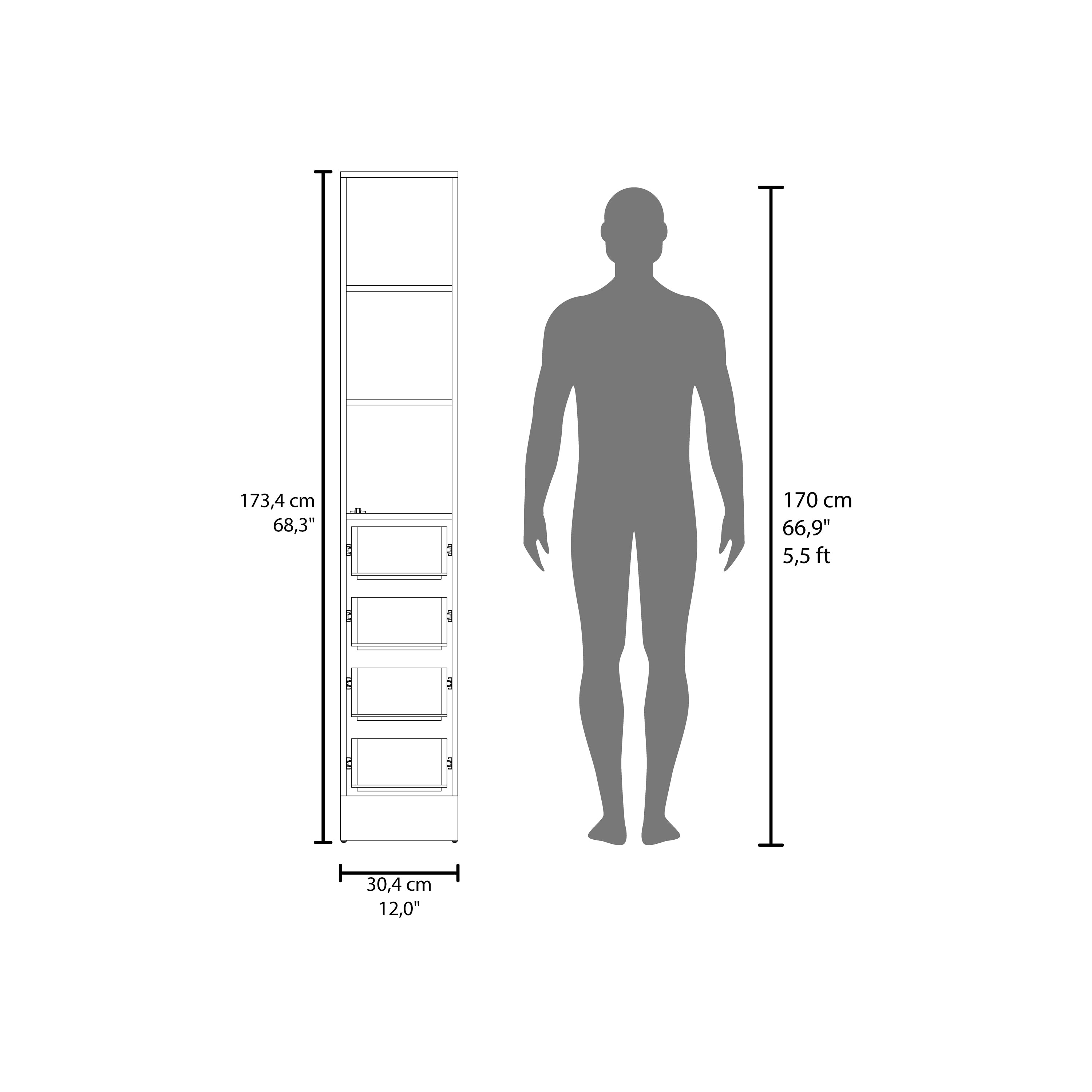 Magna Linen Cabinet, Three Shelves, Four Drawers, Black - Luciddepo