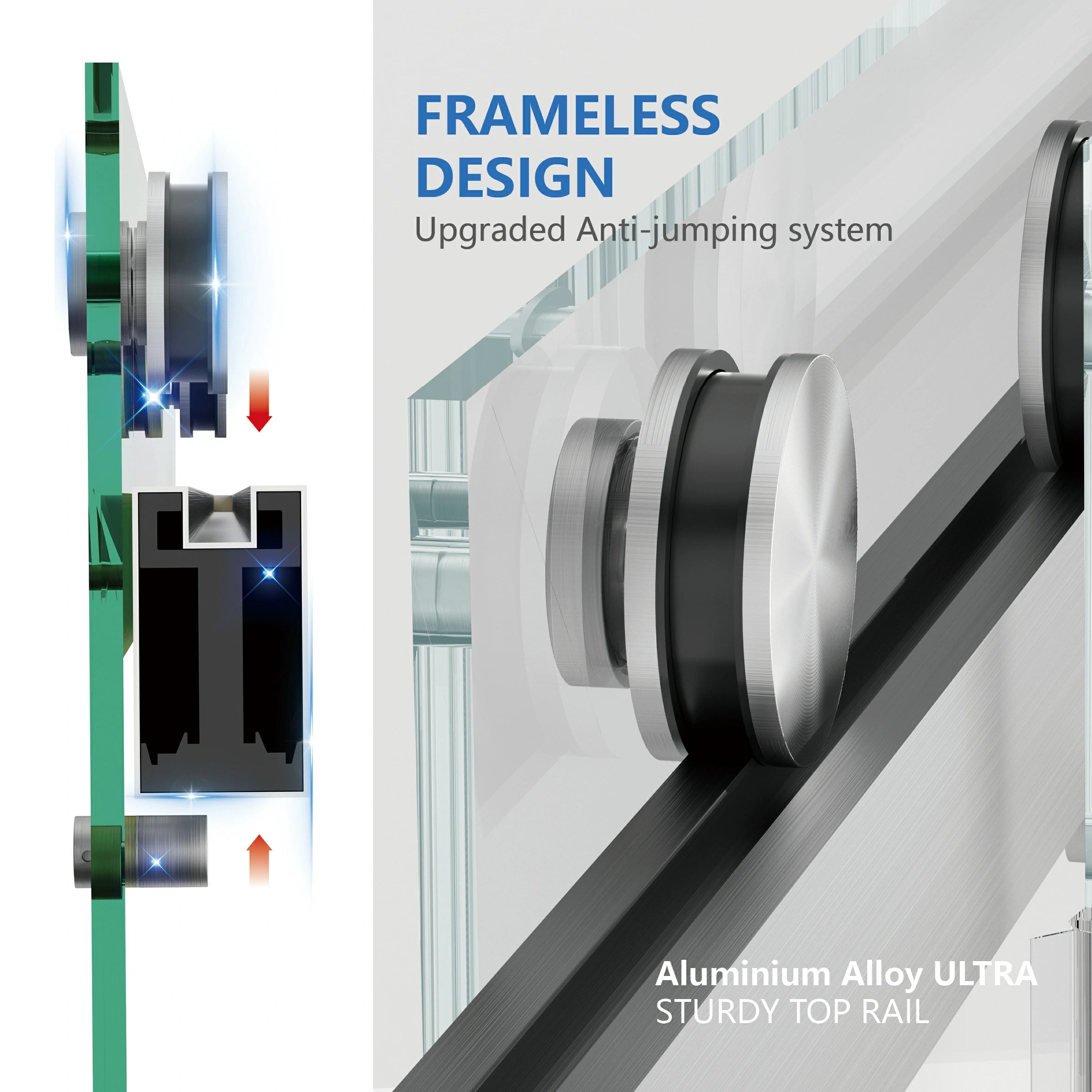 Frameless Double Sliding Shower Door 55"-59"W x 72"H, 8mm Thick SGCC Clear Tempered Glass, Brushed Nickel - Luciddepot