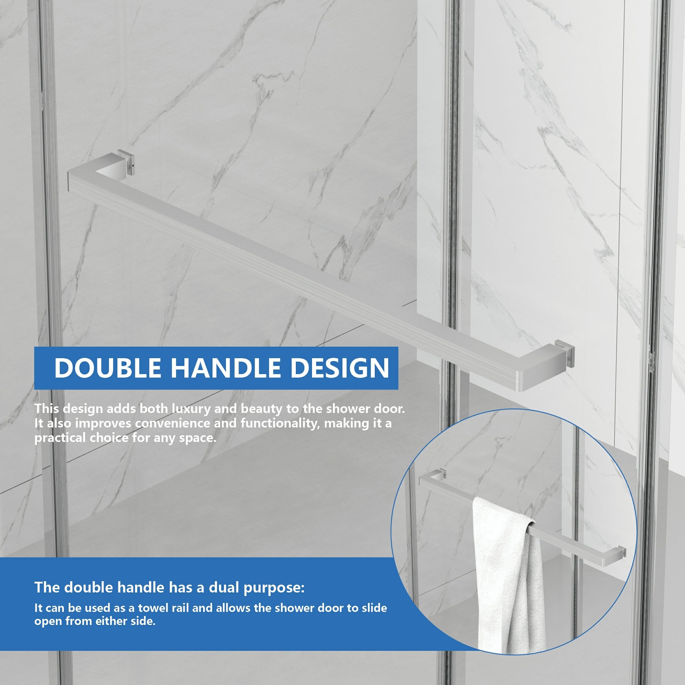 Frameless Double Sliding Shower Door 55"-59"W x 72"H, 8mm Thick SGCC Clear Tempered Glass, Brushed Nickel - Luciddepot