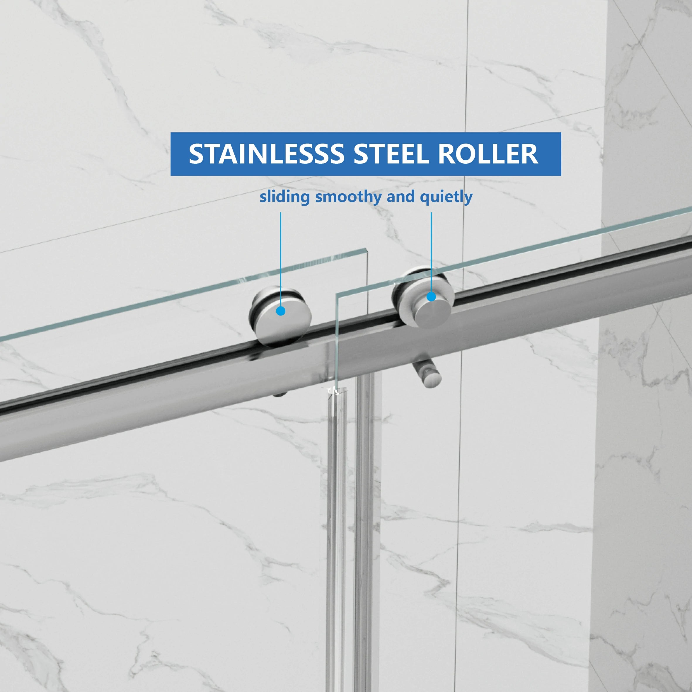 Frameless Double Sliding Shower Door 55"-59"W x 72"H, 8mm Thick SGCC Clear Tempered Glass, Brushed Nickel - Luciddepot