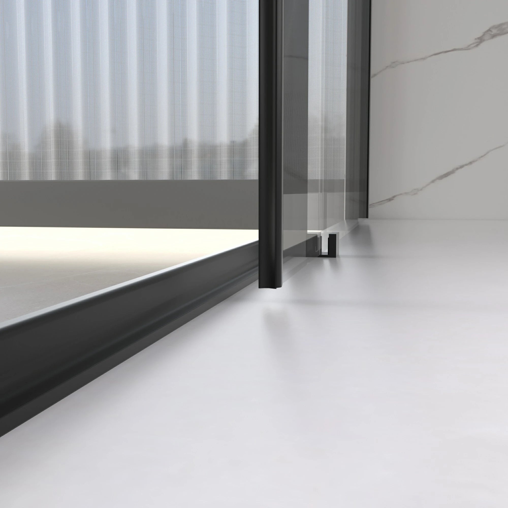 Frameless Sliding Shower Door 56"-60"W x 74"H, 6mm Thick SGCC Clear Tempered Glass, Matte Black Finished - Luciddepot