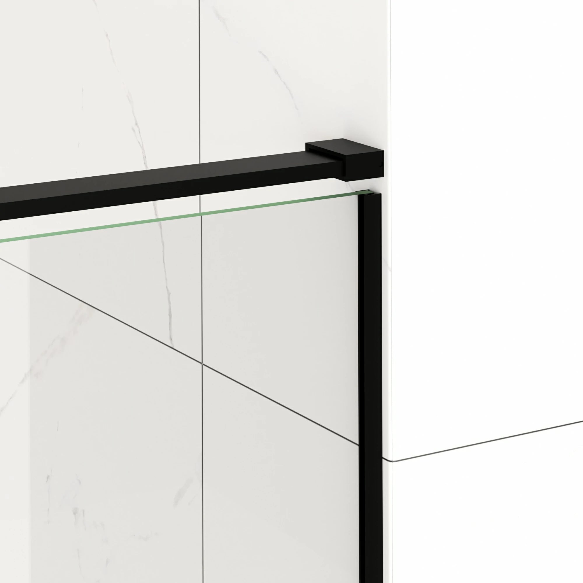 Semi-Frameless Sliding Shower Door 56"-60"W x 72"H, 8mm Thick SGCC Clear Tempered Glass, Matte Black Finished - Luciddepot