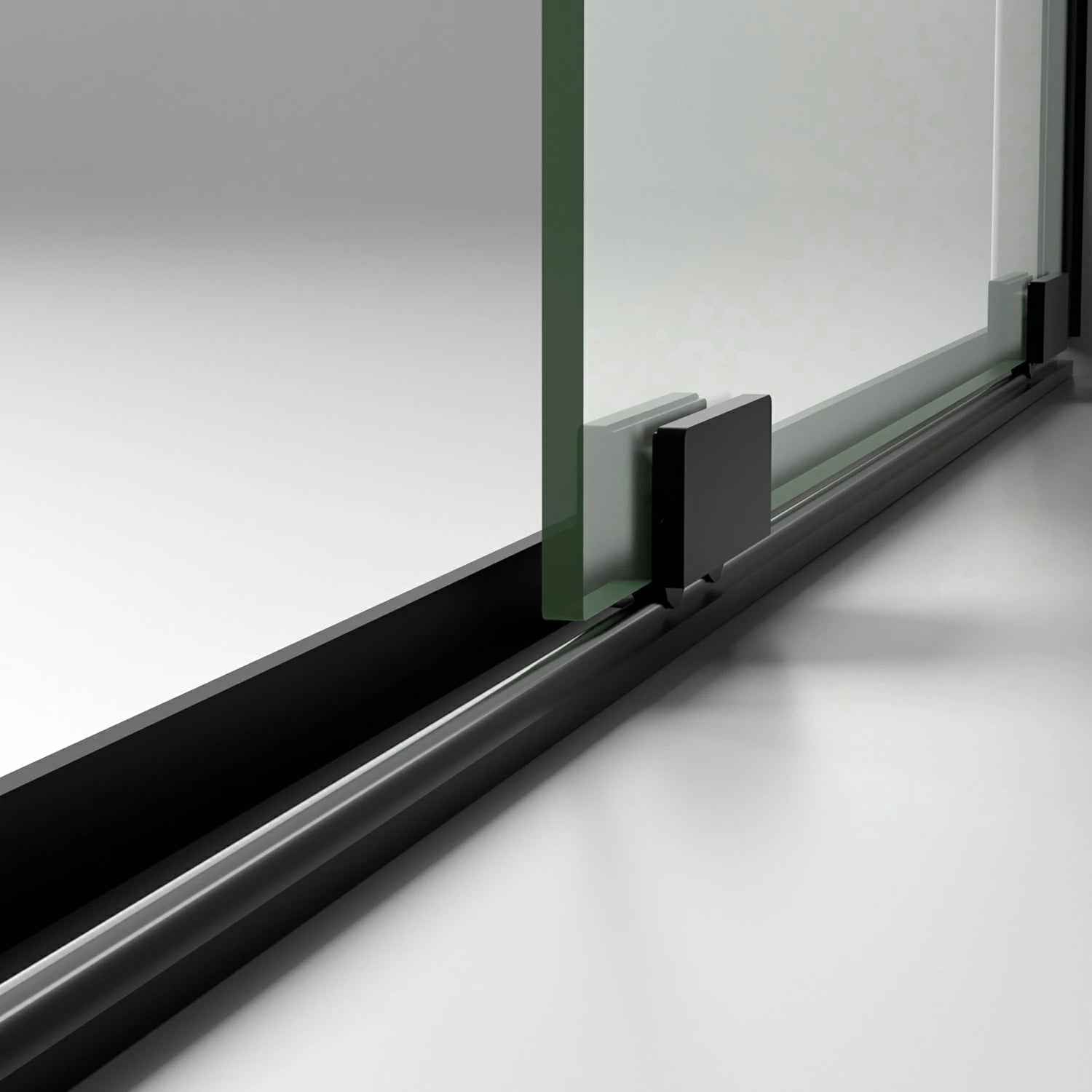 Semi-Frameless Sliding Shower Door 56"-60"W x 72"H, 8mm Thick SGCC Clear Tempered Glass, Matte Black Finished - Luciddepot