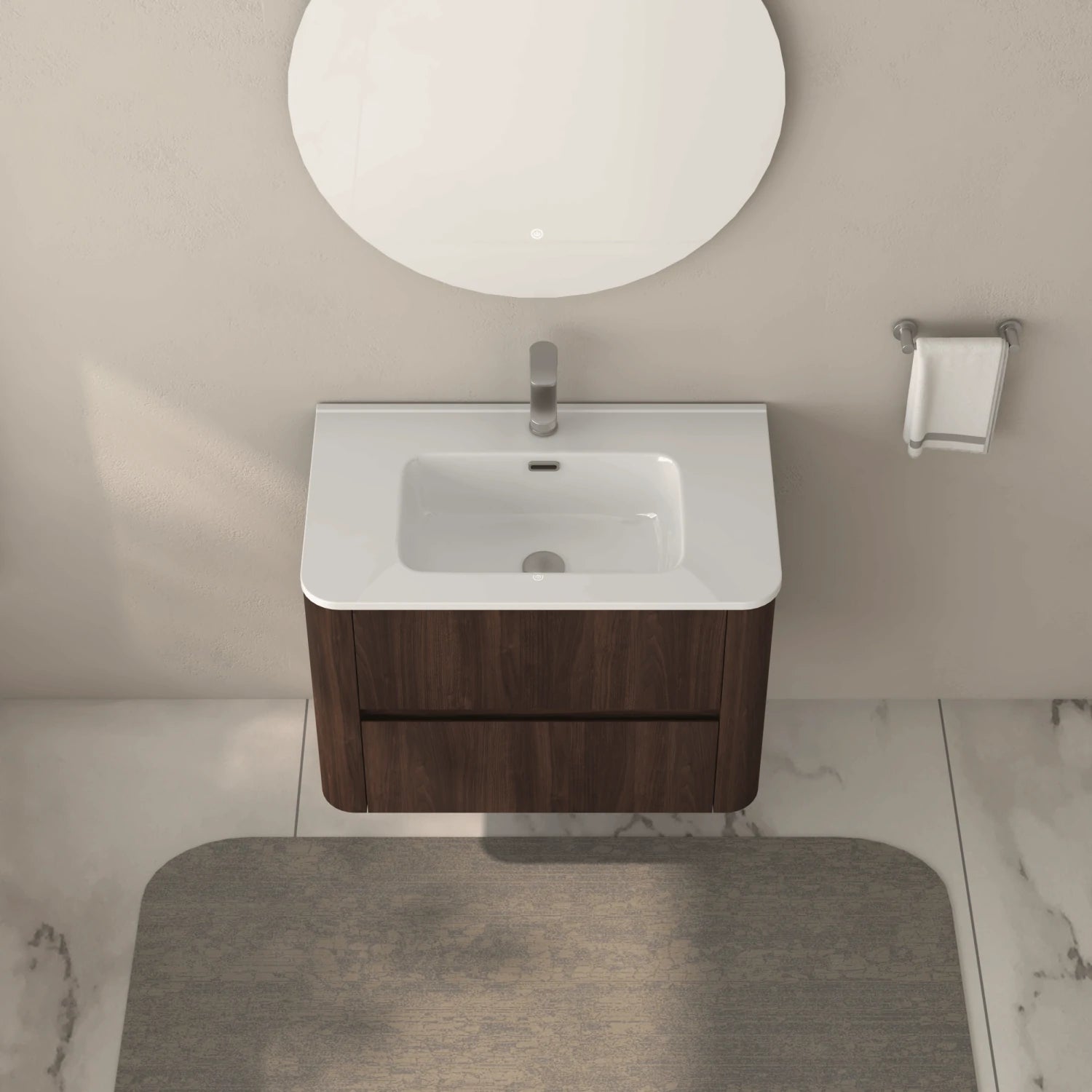 30" Wall Mounted Bathroom Vanity with Sink Dark Walnut - Luciddepo