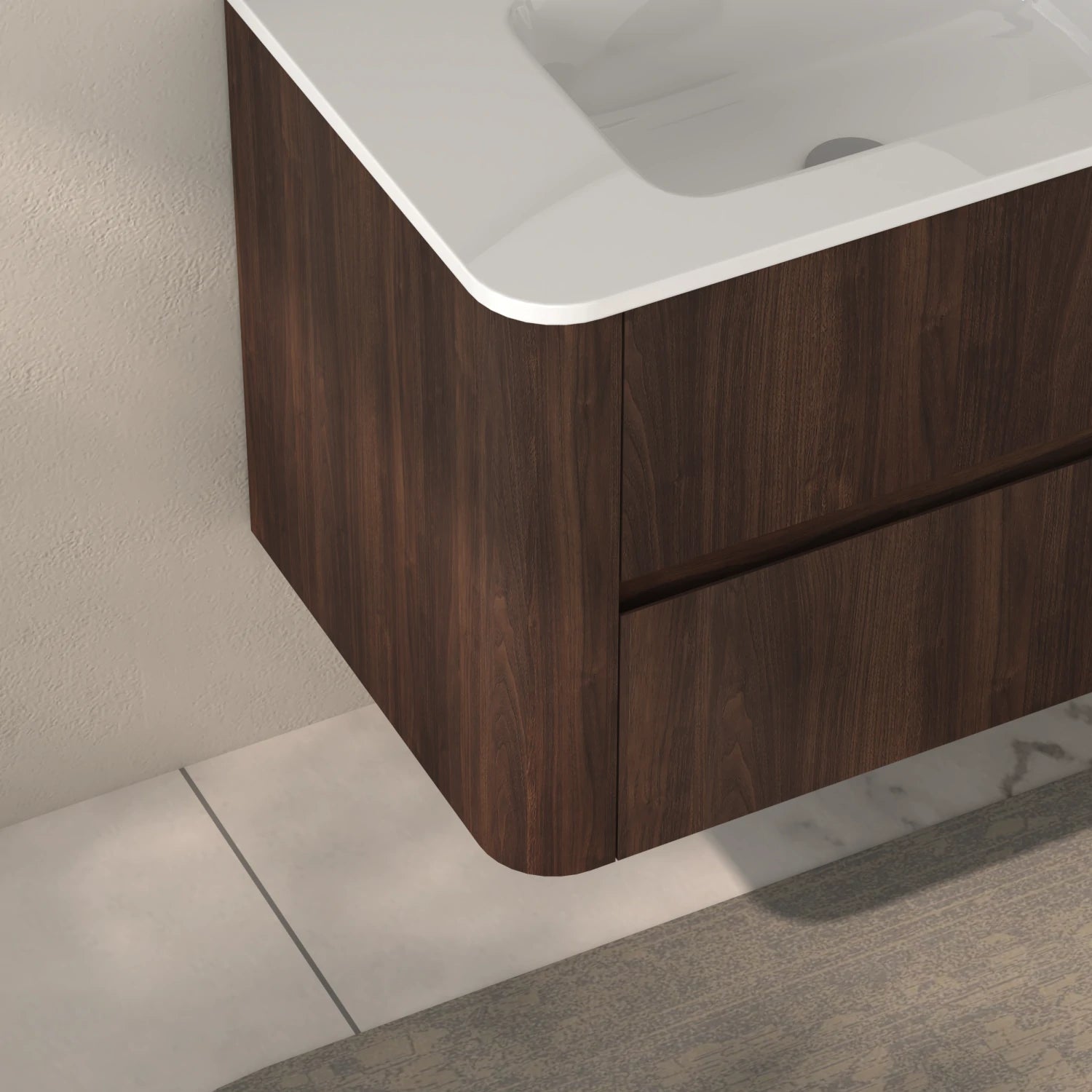 30" Wall Mounted Bathroom Vanity with Sink Dark Walnut - Luciddepo
