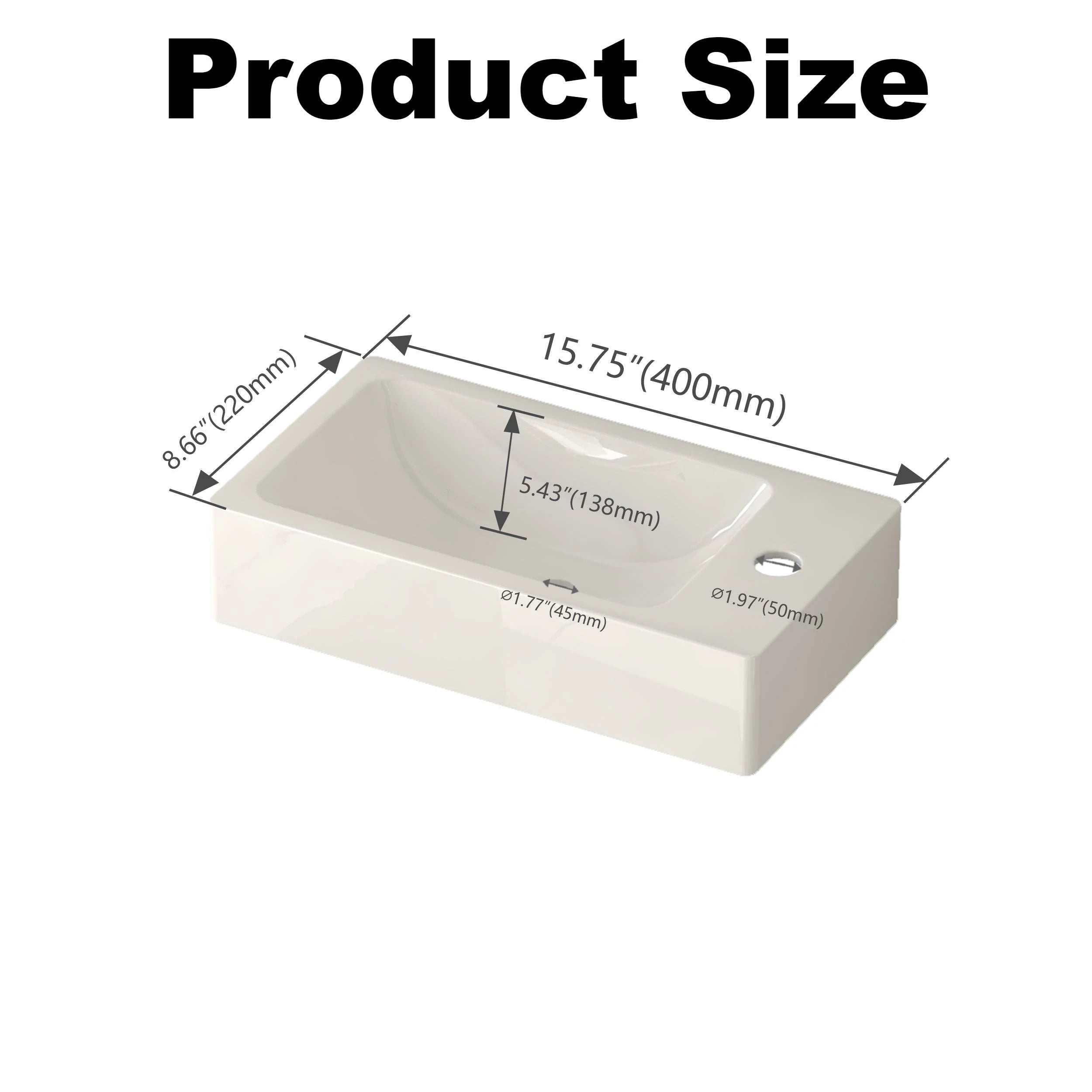 16" Small Wall Mounted Bathroom Vanity, with White SMC Resin Basin, Acacia Solid Wood Color - Luciddepo