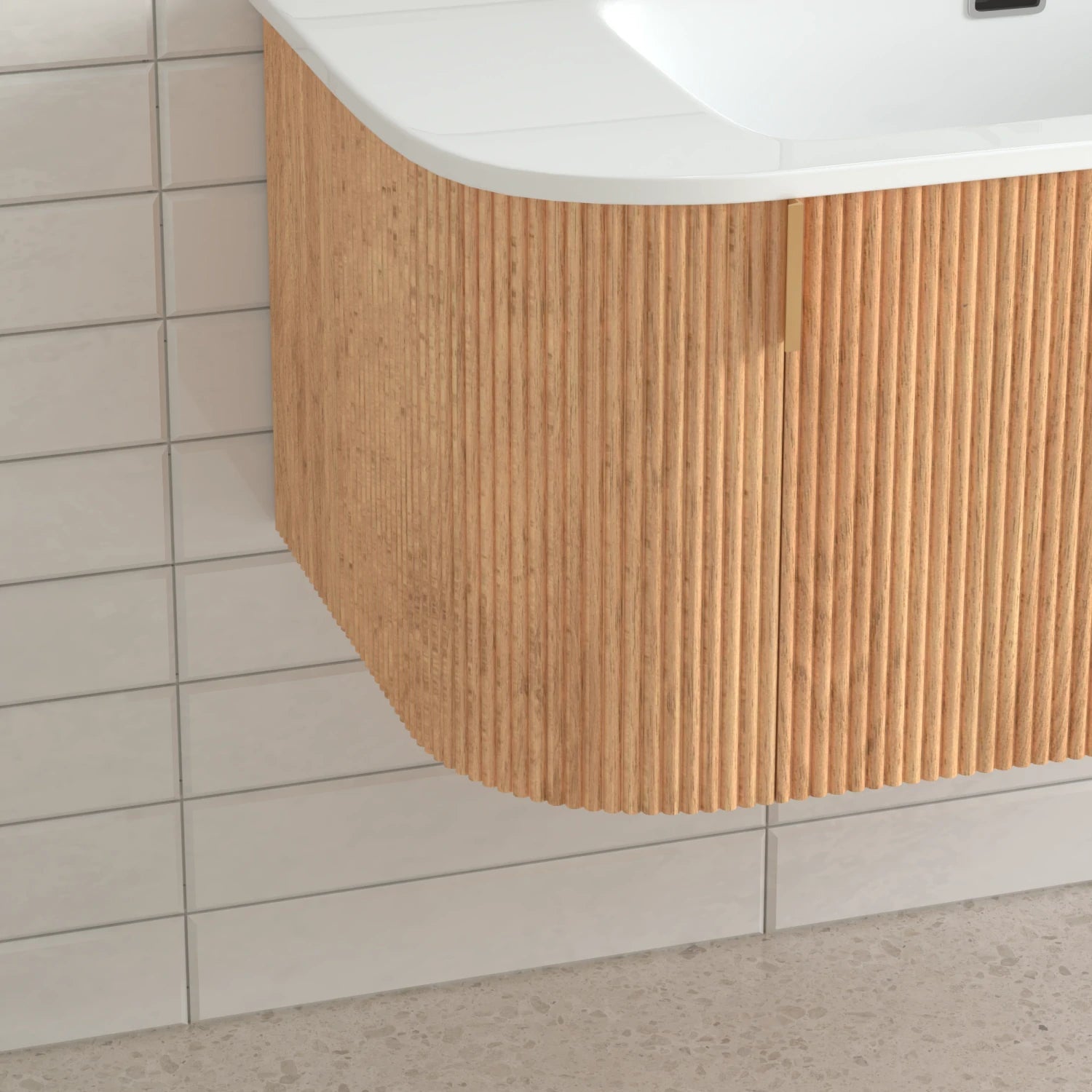 36" Wall-Mounted Bathroom Vanity Pre-Assembled in Natural Walnut Color with White Ceramic Basin - Luciddepo