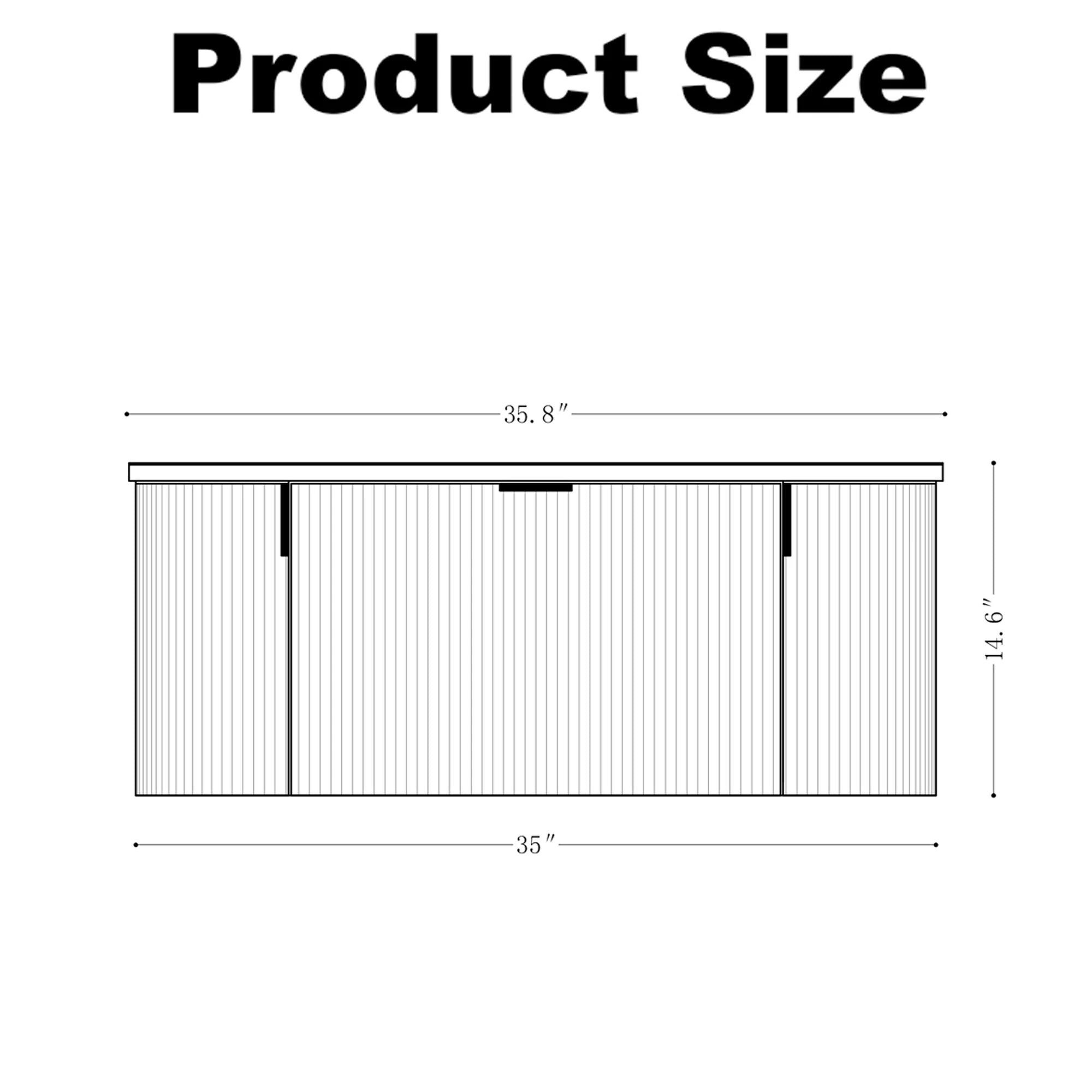 36" Wall-Mounted Bathroom Vanity Pre-Assembled in Natural Walnut Color with White Ceramic Basin - Luciddepo