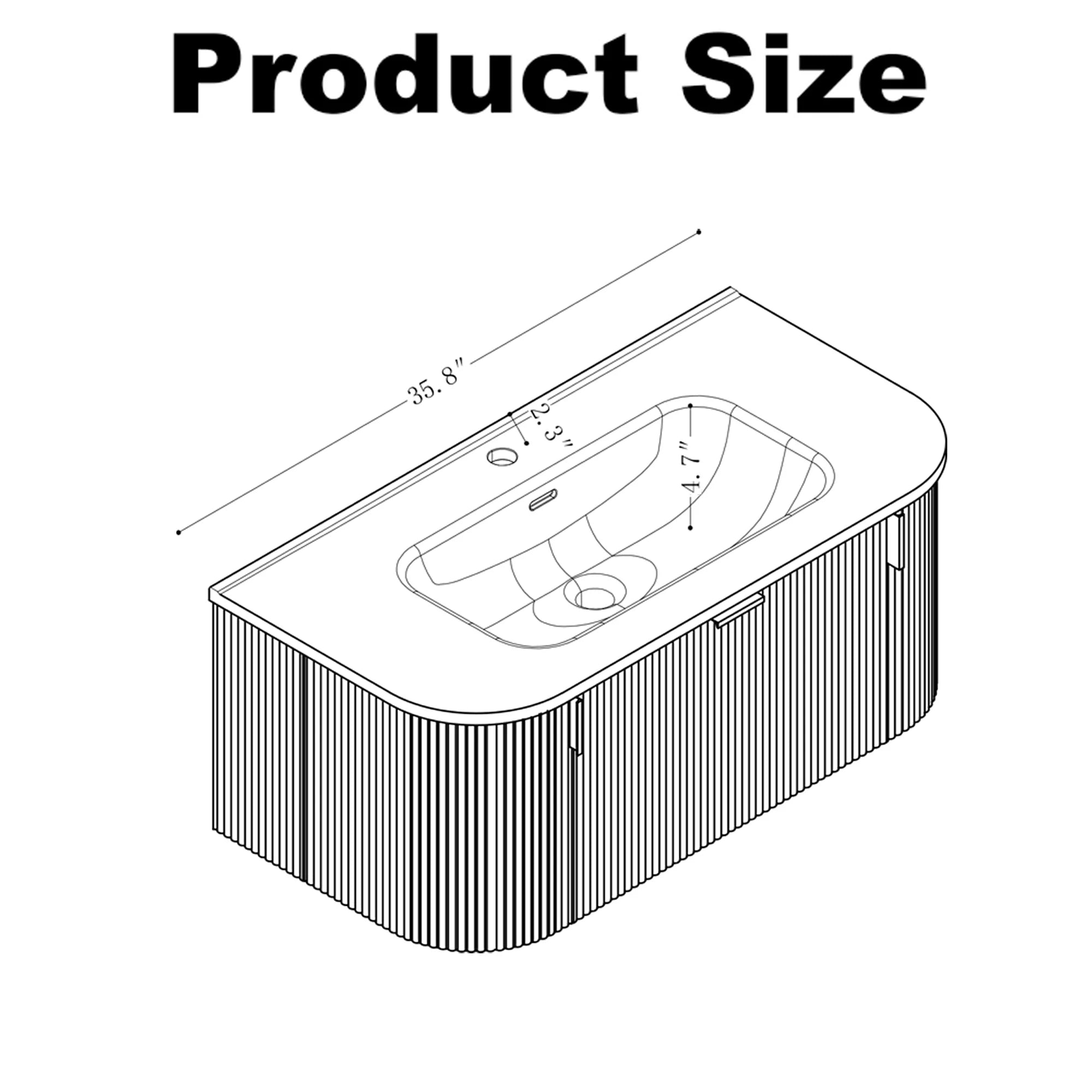 36" Wall-Mounted Bathroom Vanity Pre-Assembled in Natural Walnut Color with White Ceramic Basin - Luciddepo
