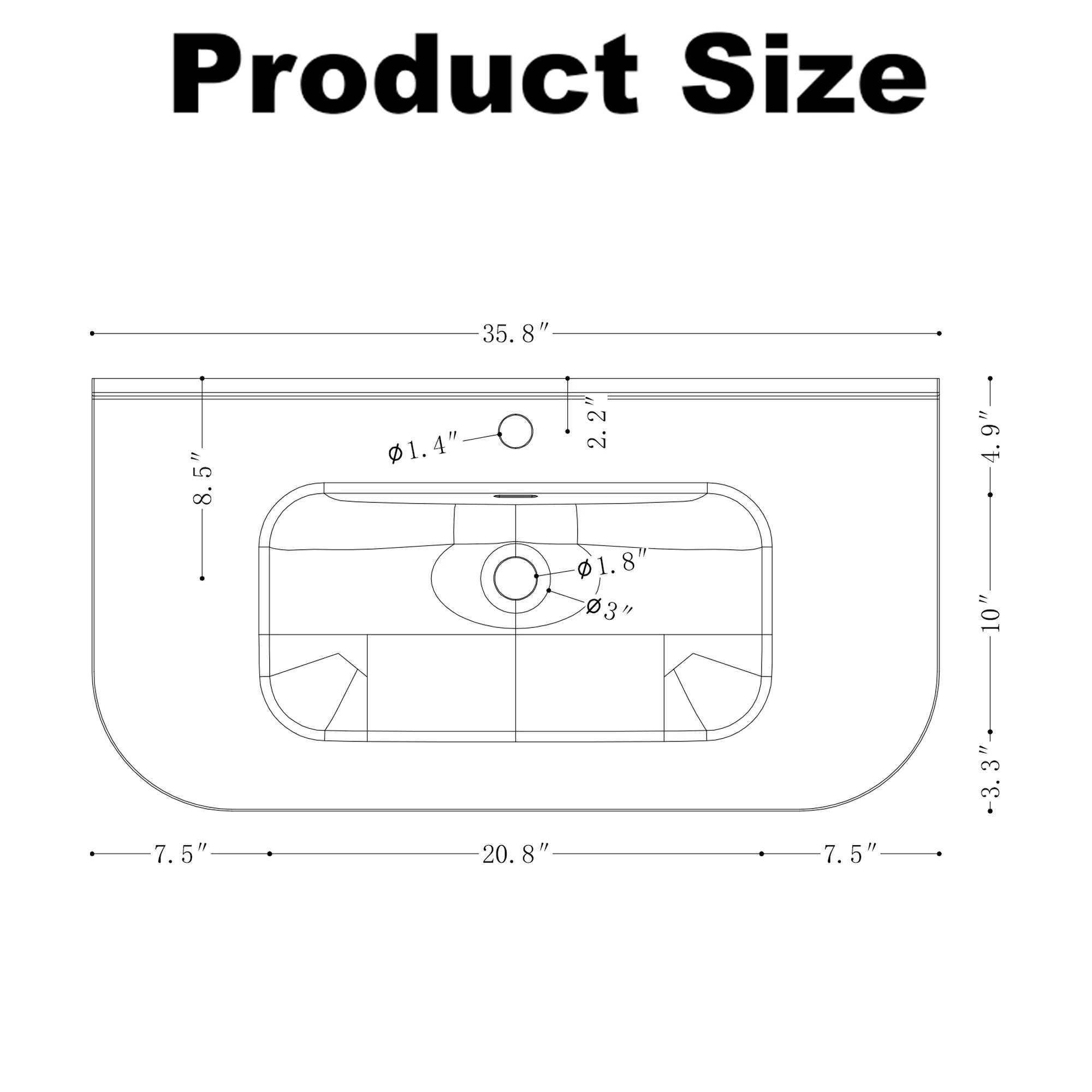36" Wall-Mounted Bathroom Vanity Pre-Assembled in Natural Walnut Color with White Ceramic Basin - Luciddepo