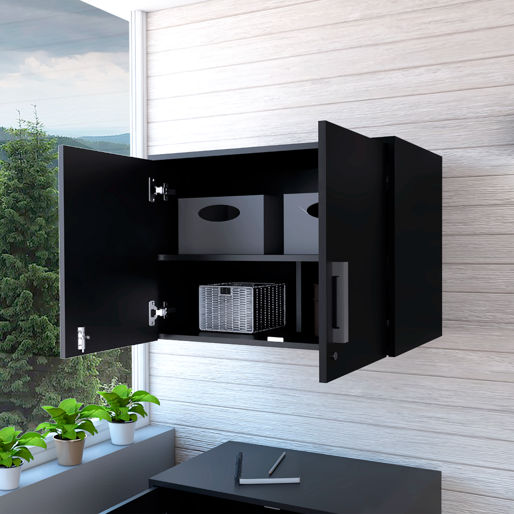 Danbury Storage Cabinet-Wall Cabinet, Black