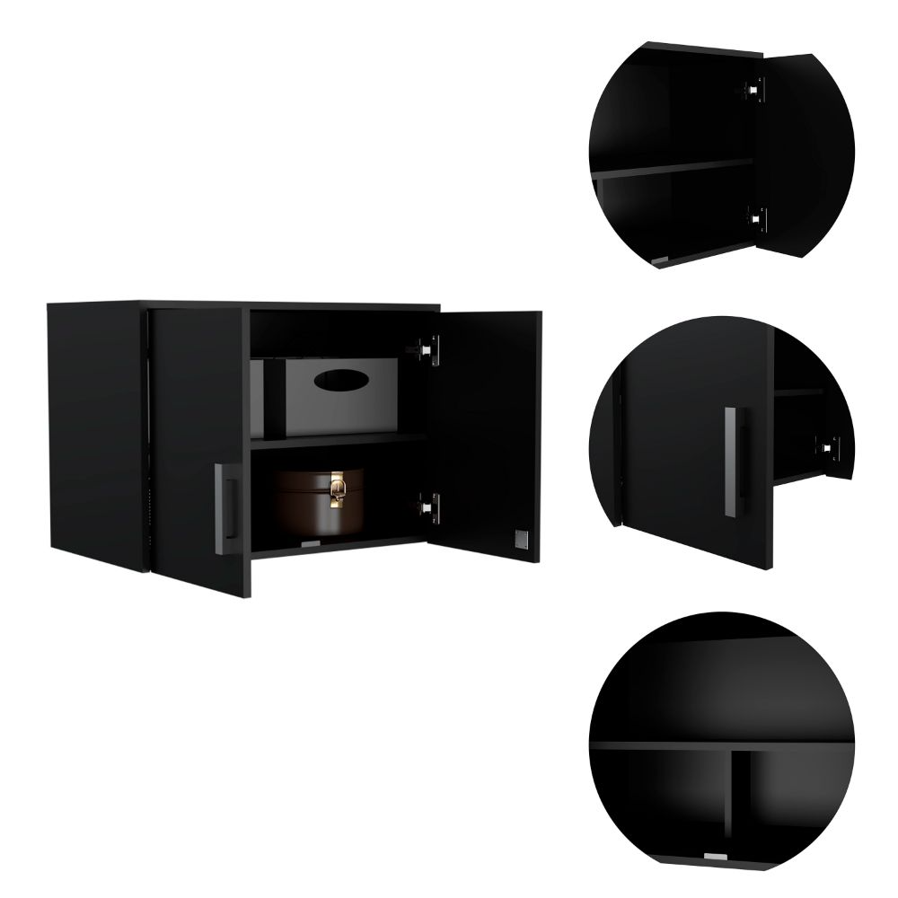 Danbury Storage Cabinet-Wall Cabinet, Black - Luciddepo