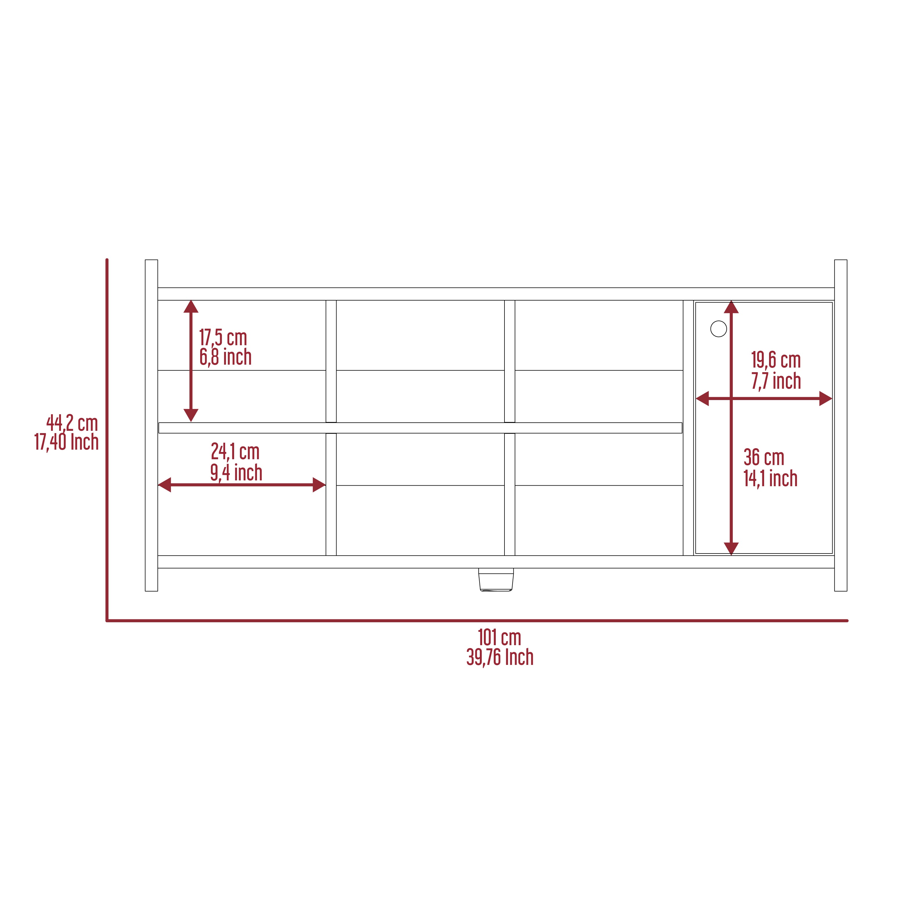 Modena Entryway Storage Unit Single Door, Six Cubbies, Six Shoes Capacity, Carbon Espresso / Mahogany - Luciddepo