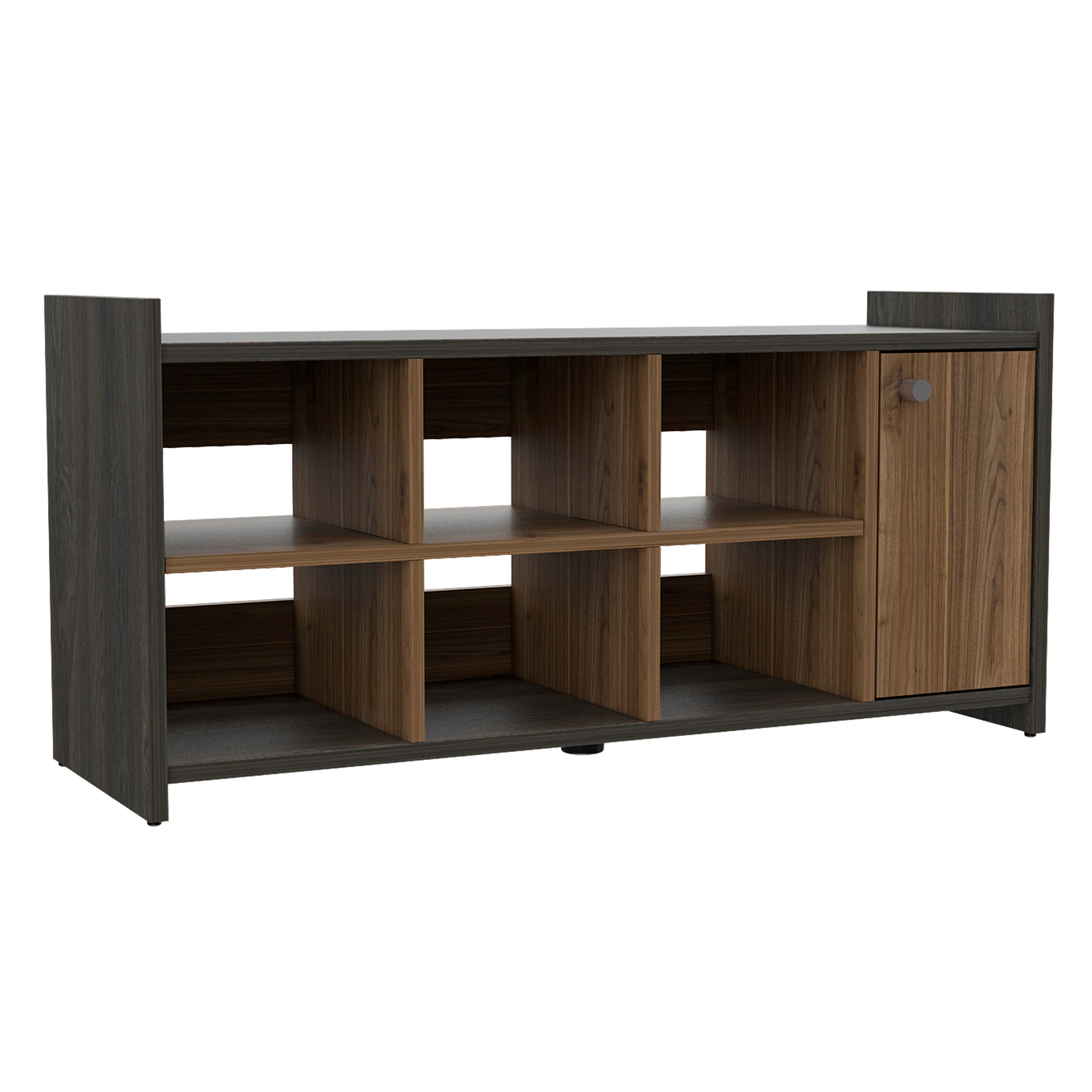 Modena Entryway Storage Unit Single Door, Six Cubbies, Six Shoes Capacity, Carbon Espresso / Mahogany - Luciddepo