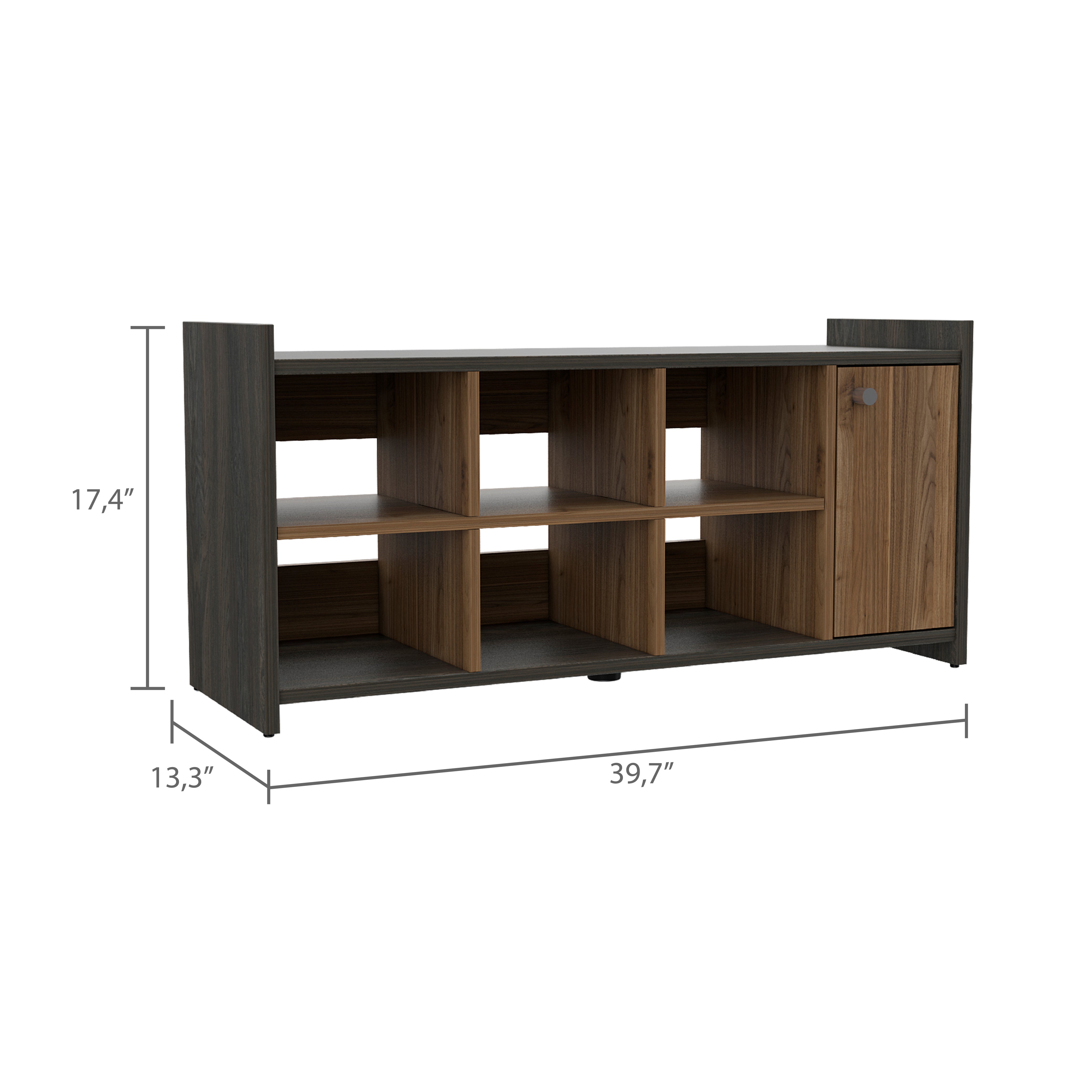 Modena Entryway Storage Unit Single Door, Six Cubbies, Six Shoes Capacity, Carbon Espresso / Mahogany - Luciddepo