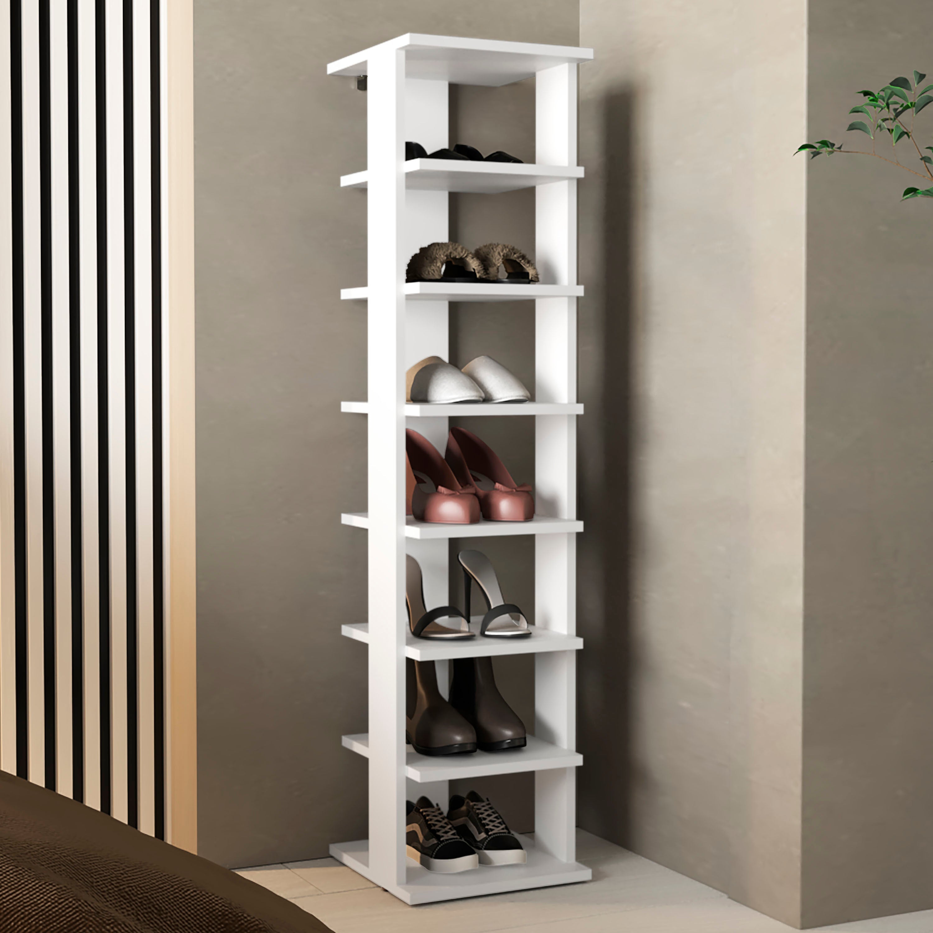 Glacier Shoe Rack, 7 Shelves, White - Luciddepo