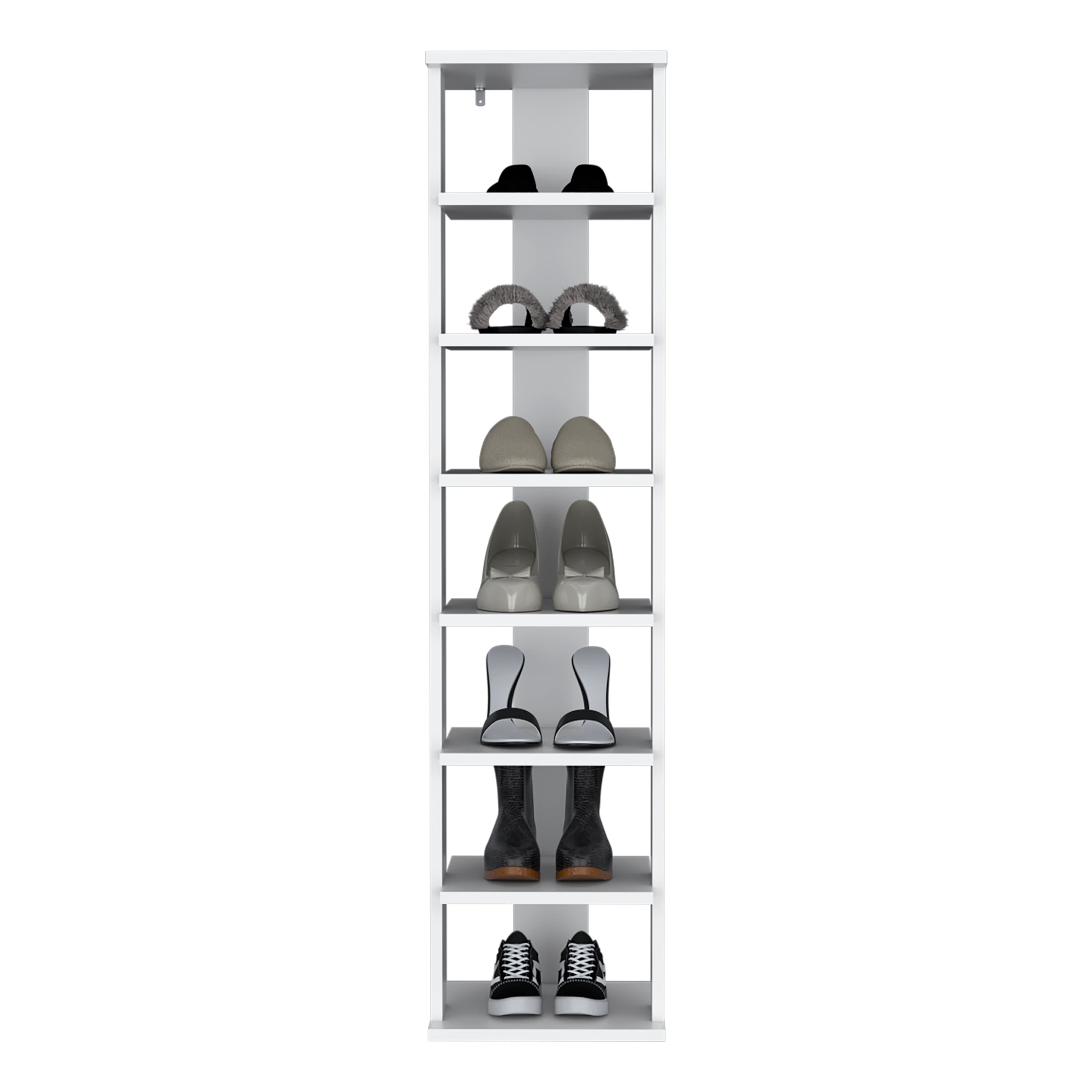 Glacier Shoe Rack, 7 Shelves, White - Luciddepo