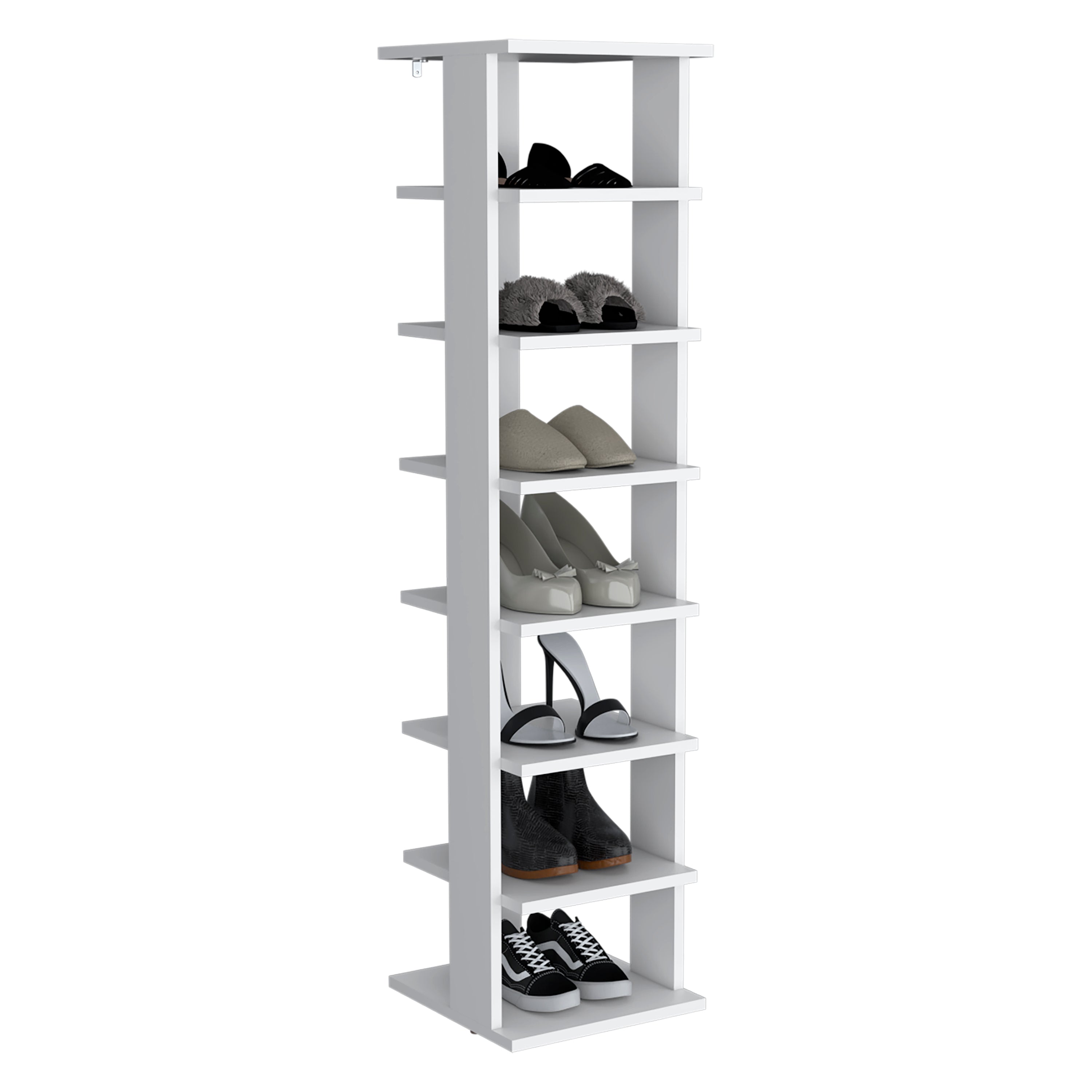 Glacier Shoe Rack, 7 Shelves, White - Luciddepo