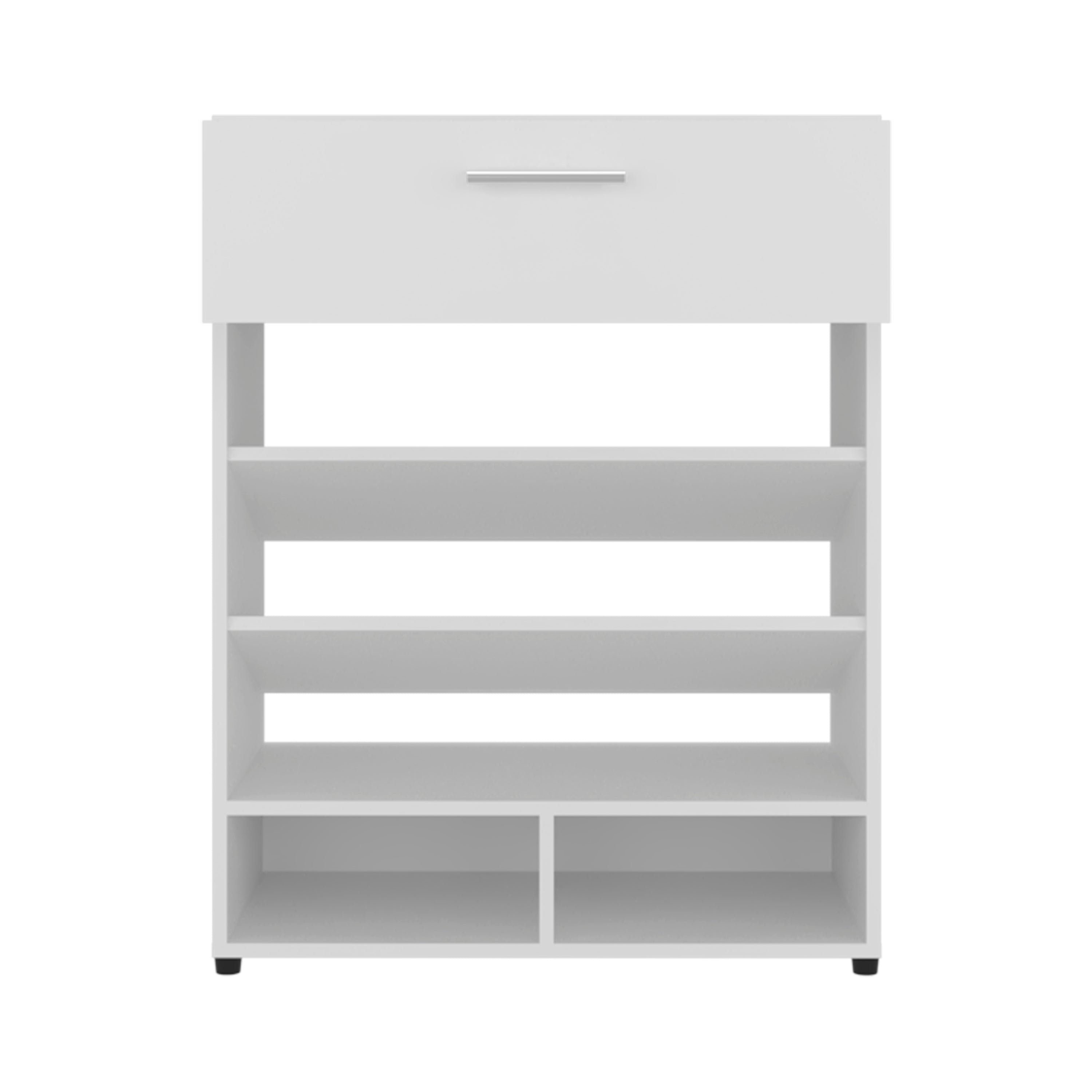 Kearns Shoe Rack, 1 Door, 4 Legs, 5 Shelves, White - Luciddepo