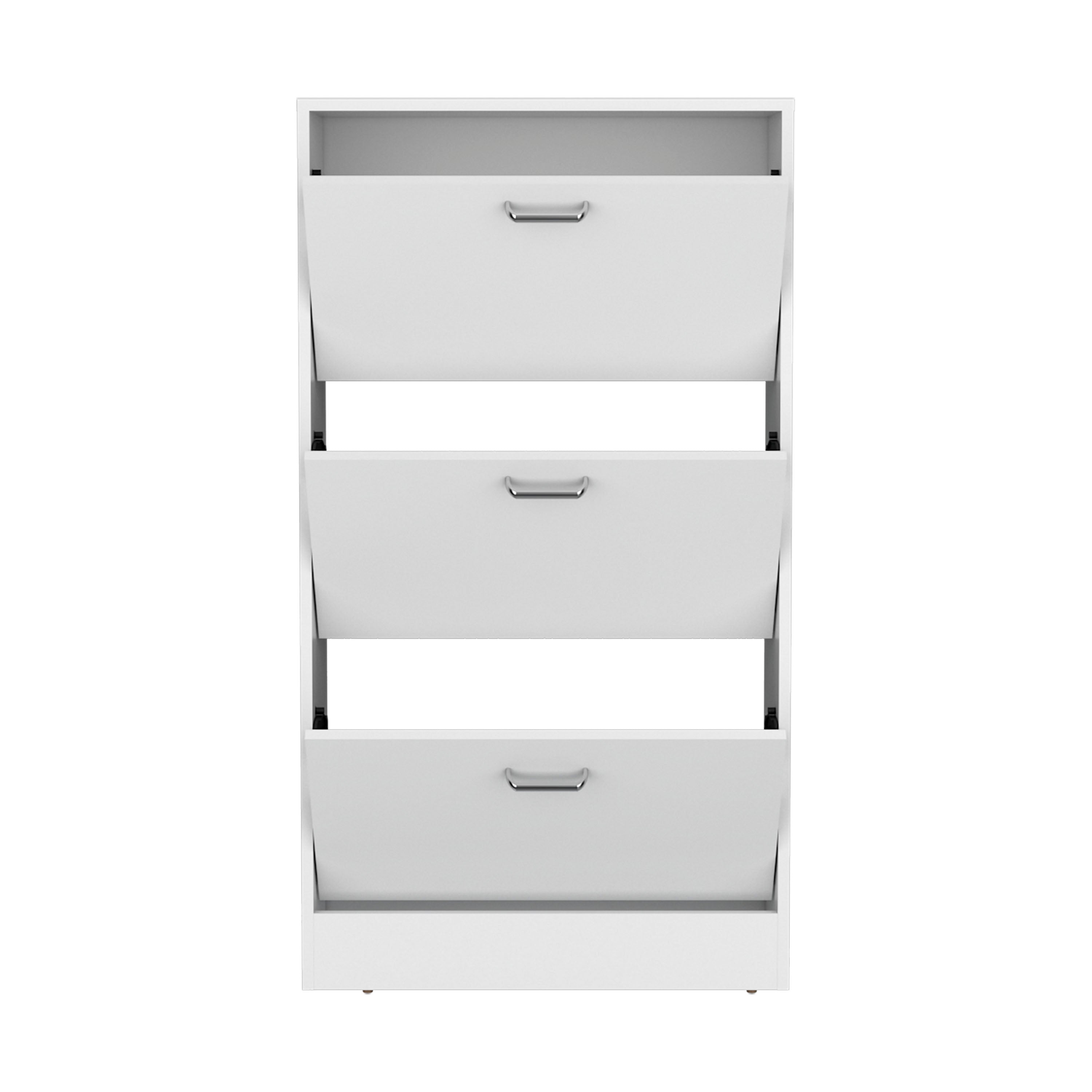 Crocker Shoe Rack, 3 Doors, 3 Shelves, White - Luciddepo