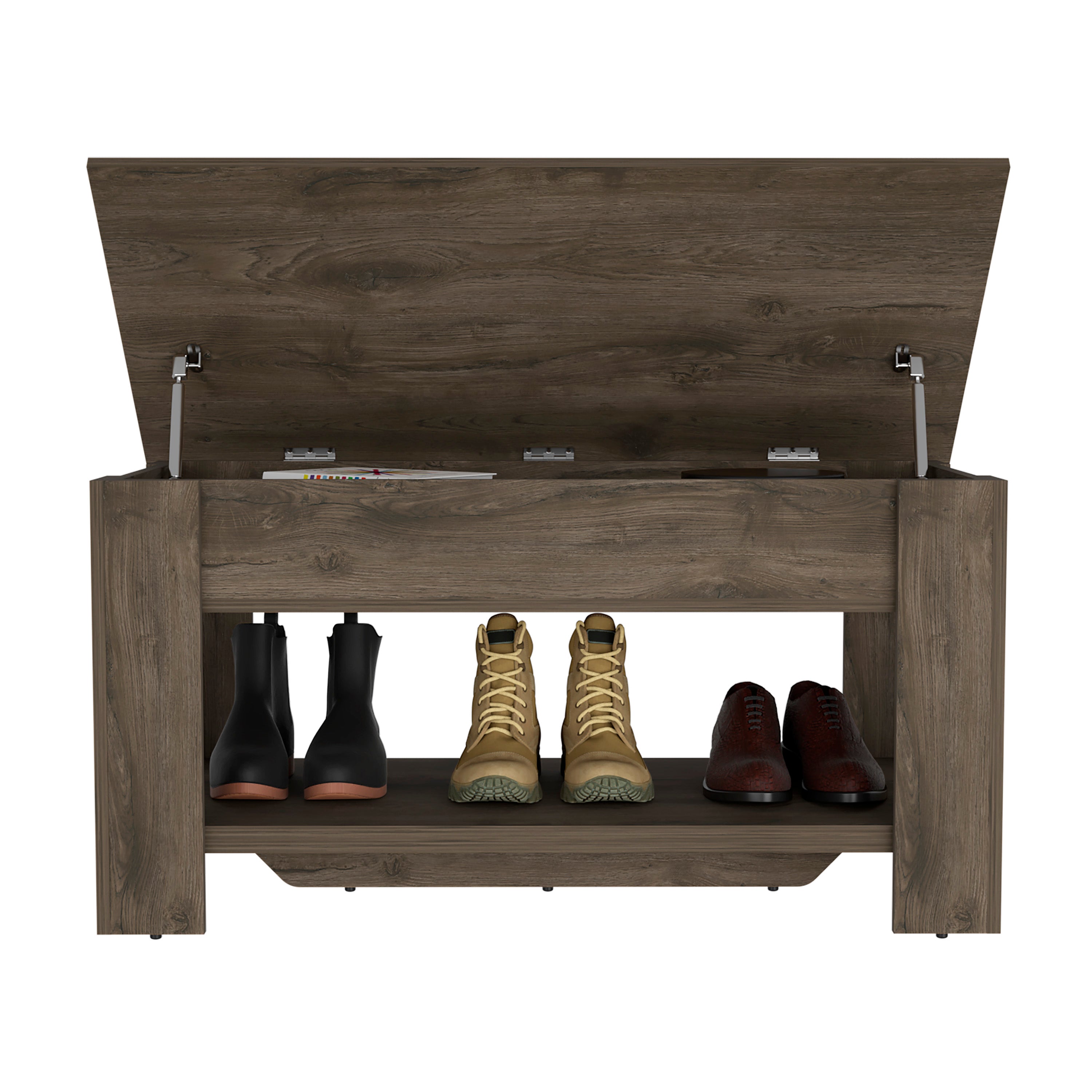 Saturn Storage Table, Four Legs, Lower Shelf, Dark Brown - Luciddepo