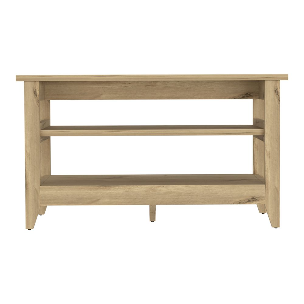 Mason Storage Bench, Two Open Shelves, Light Oak - Luciddepo